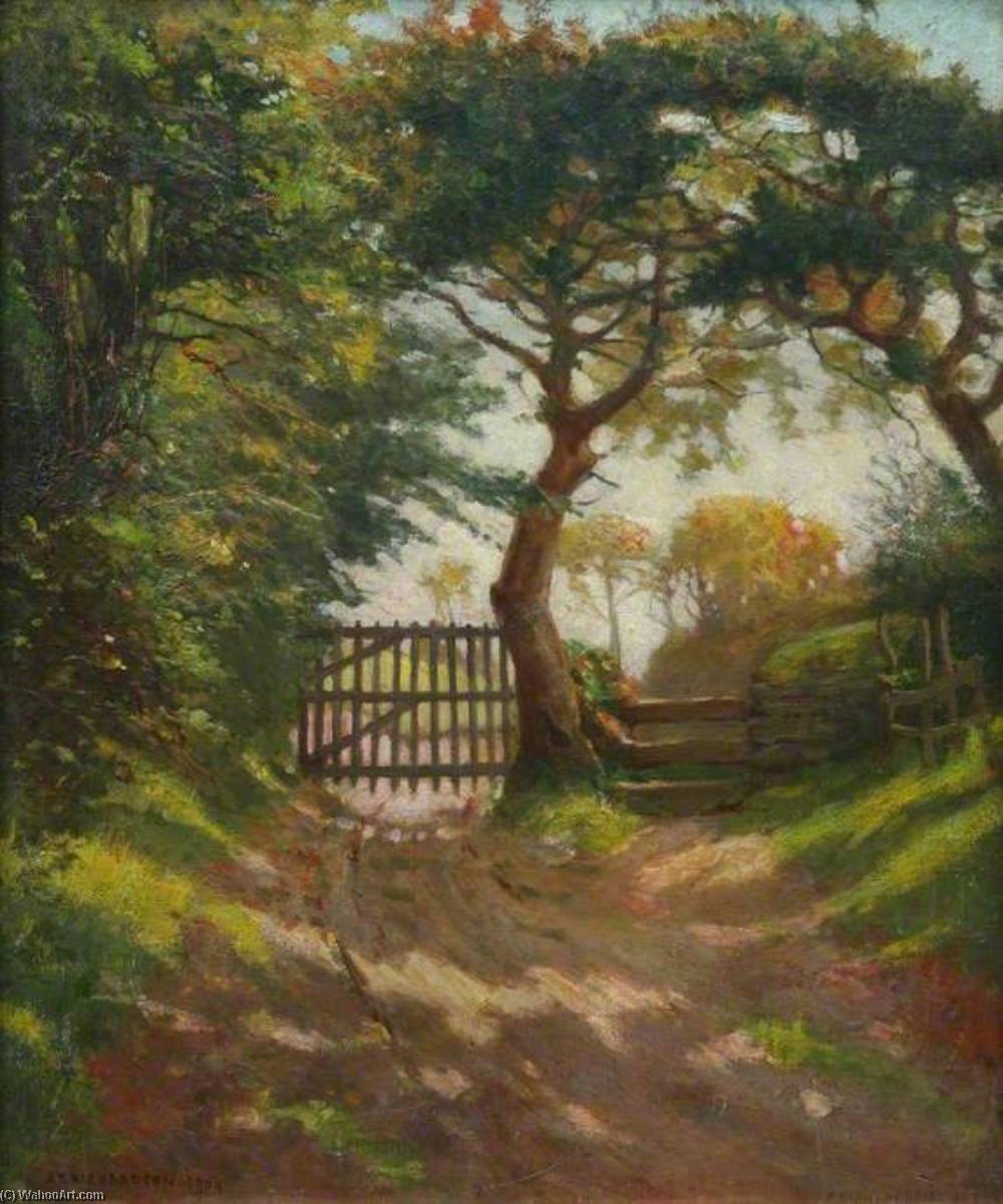 Wikioo.org - The Encyclopedia of Fine Arts - Painting, Artwork by John Thomas Richardson - Field Path, Penmere Hill, Falmouth