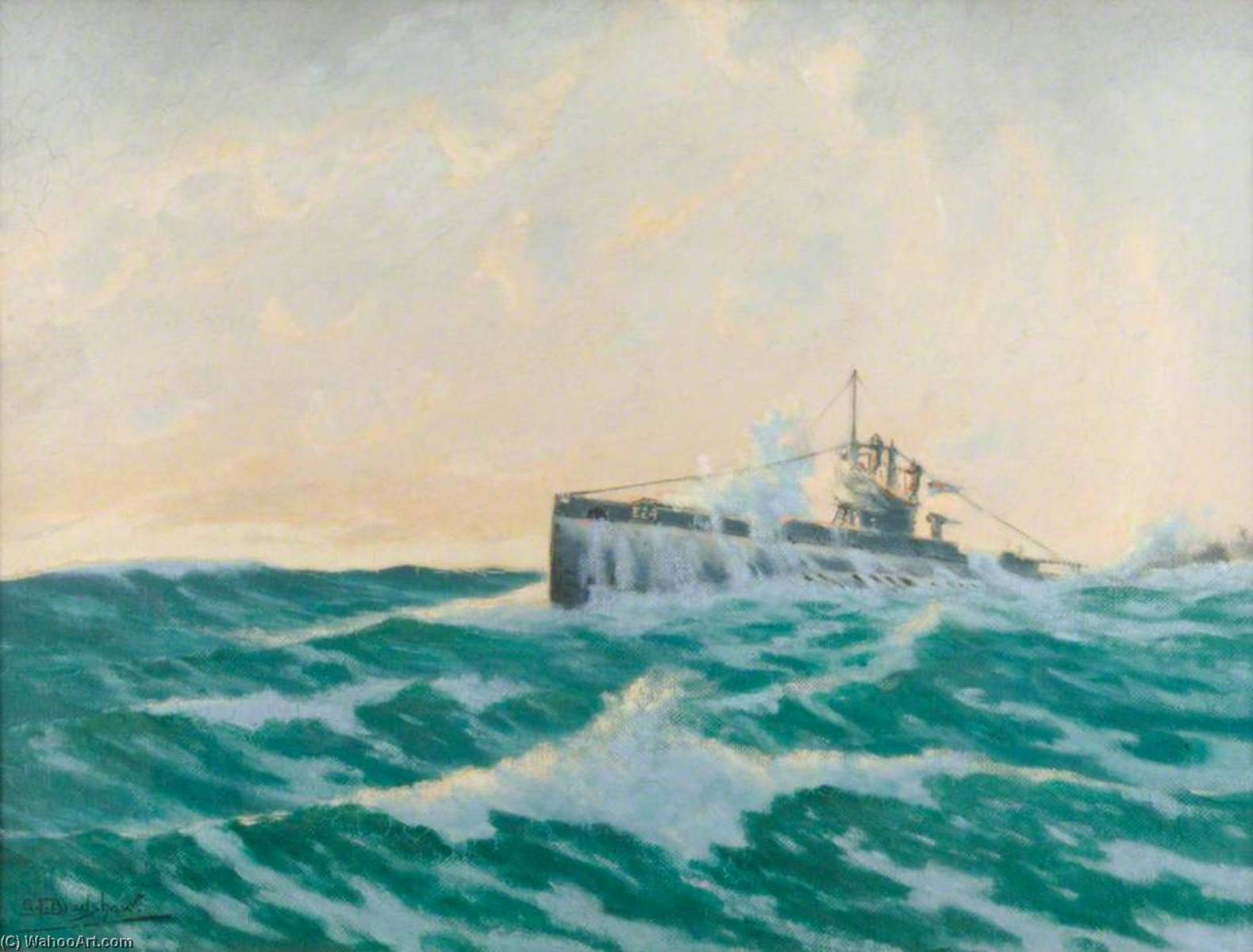 Wikioo.org - The Encyclopedia of Fine Arts - Painting, Artwork by George Fagan Bradshaw - HMS M 'E.24'