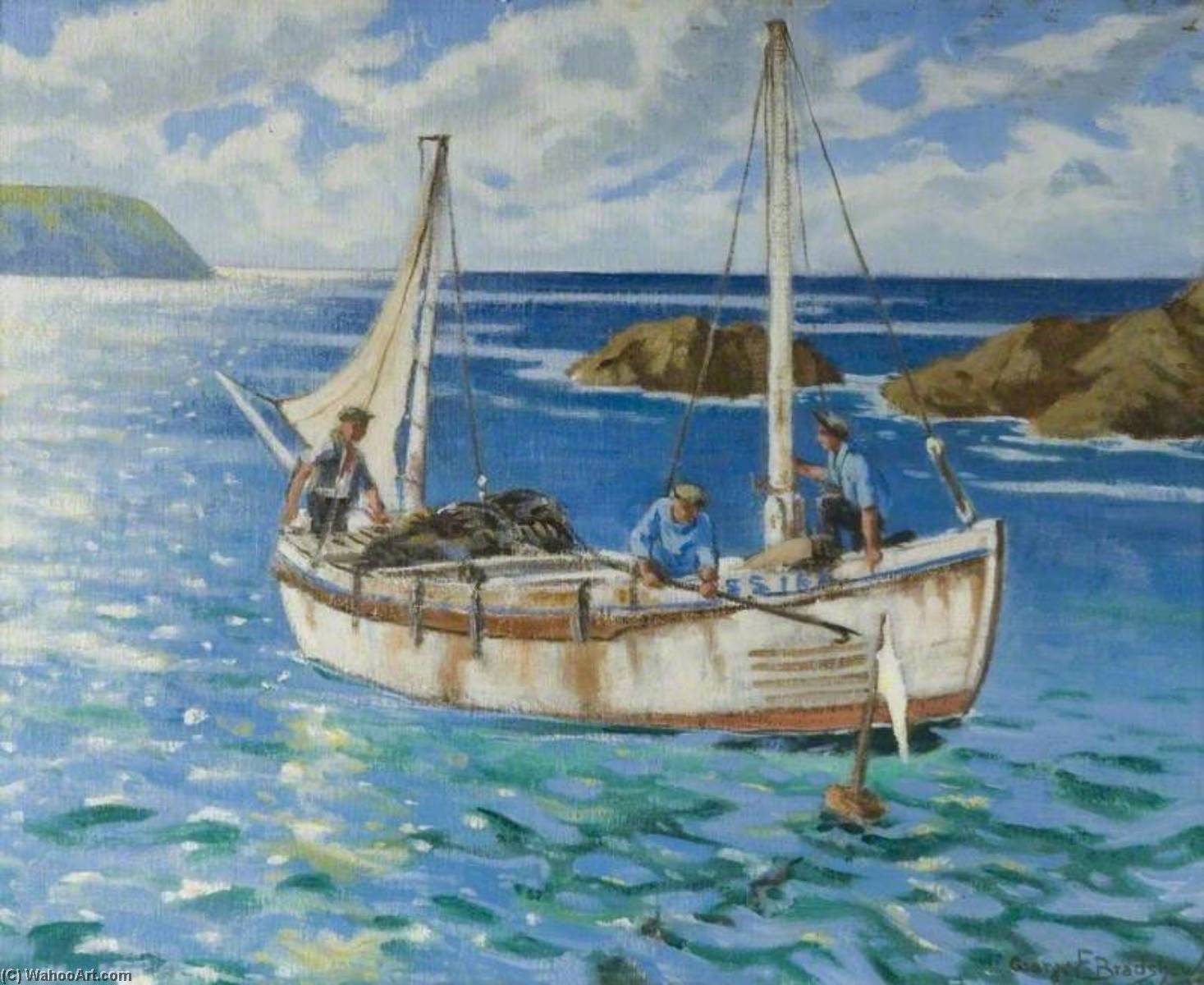Wikioo.org - The Encyclopedia of Fine Arts - Painting, Artwork by George Fagan Bradshaw - Lobster Fishing