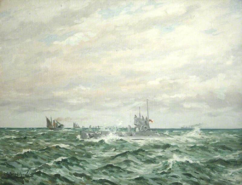 Wikioo.org - The Encyclopedia of Fine Arts - Painting, Artwork by George Fagan Bradshaw - HM Submarine 'C.30'