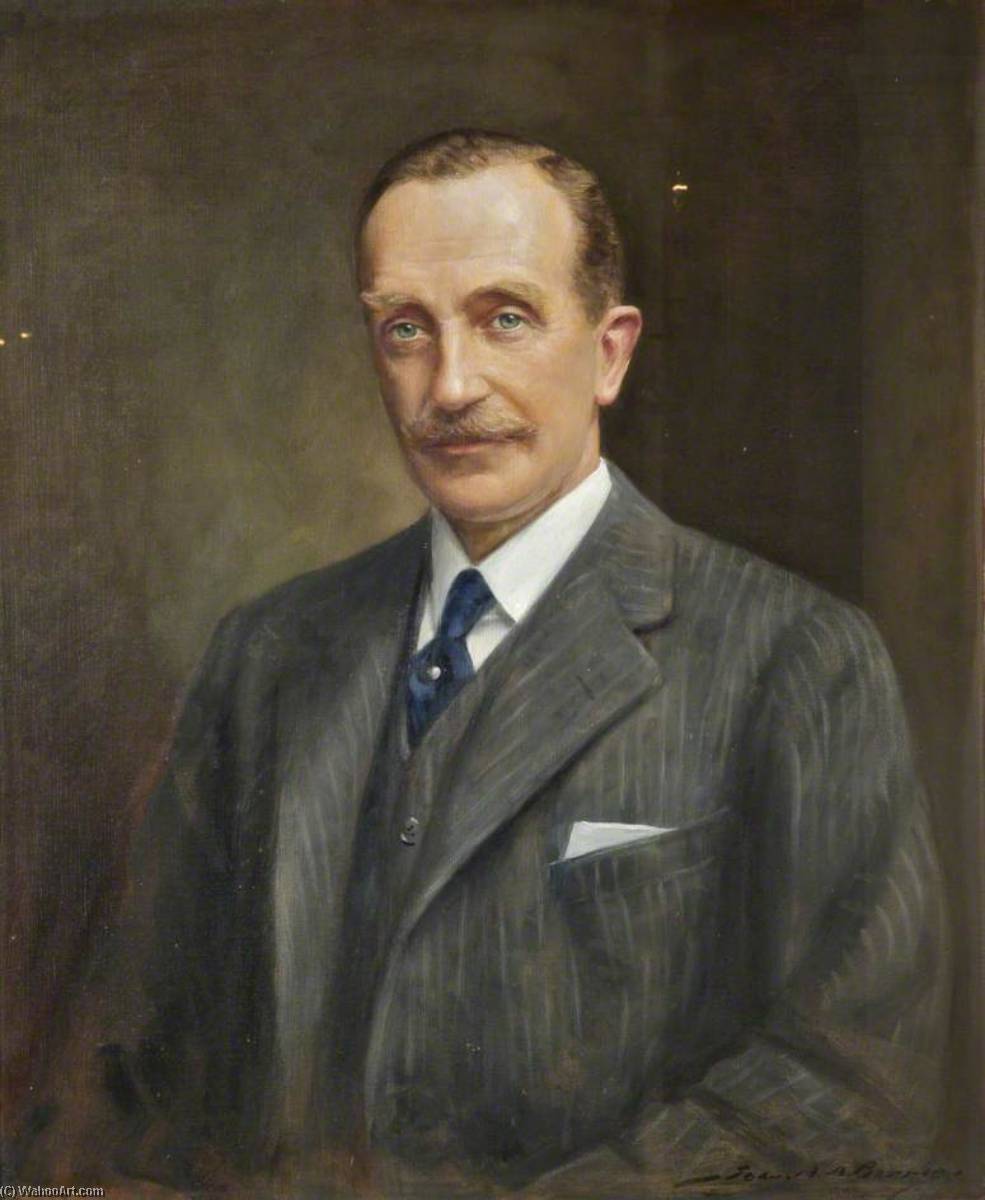 Wikioo.org - The Encyclopedia of Fine Arts - Painting, Artwork by John Archibald Alexander Berrie - Osbert Cecil (1871–1930), 6th Earl of Sefton, in a Grey Suit