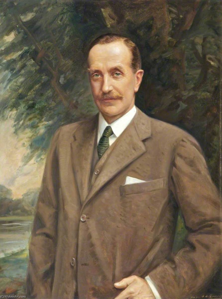 Wikioo.org - The Encyclopedia of Fine Arts - Painting, Artwork by John Archibald Alexander Berrie - Osbert Cecil (1871–1930), 6th Earl of Sefton, in a Brown Suit