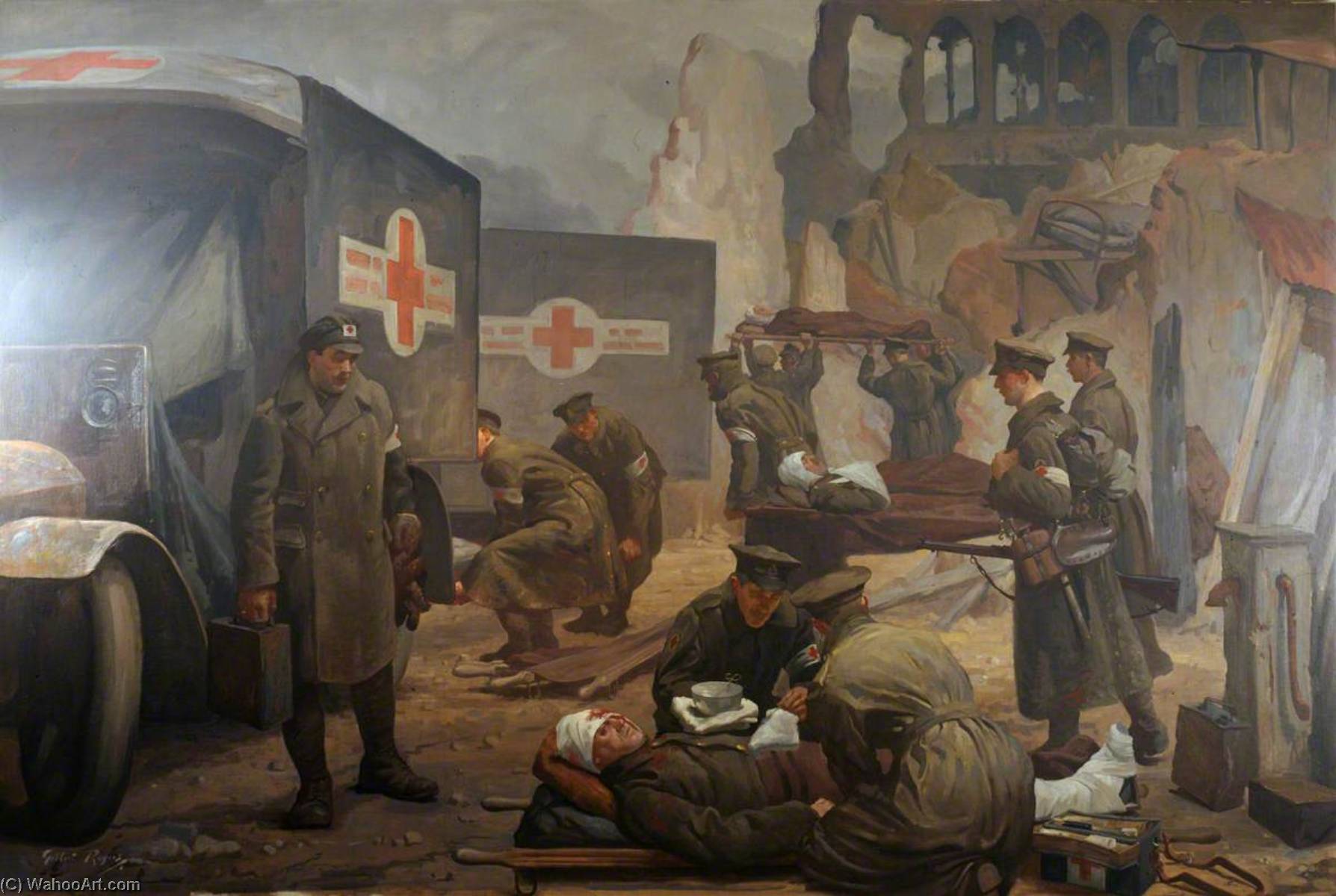 Wikioo.org - The Encyclopedia of Fine Arts - Painting, Artwork by Gilbert Rogers - Ypres, 1915