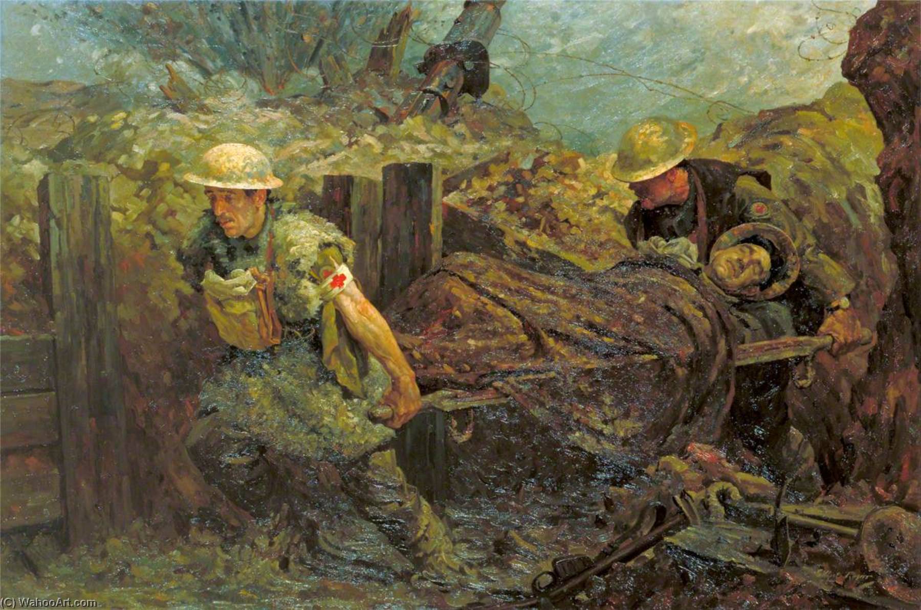 Wikioo.org - The Encyclopedia of Fine Arts - Painting, Artwork by Gilbert Rogers - Stretcher Bearing in Difficulties