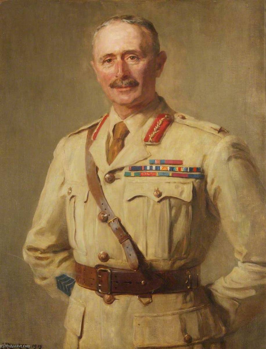 Wikioo.org - The Encyclopedia of Fine Arts - Painting, Artwork by Hugh Goldwin Riviere - Brigadier General A. H. O. Lloyd, CO, Shropshire Yeomanry (1912–1916)