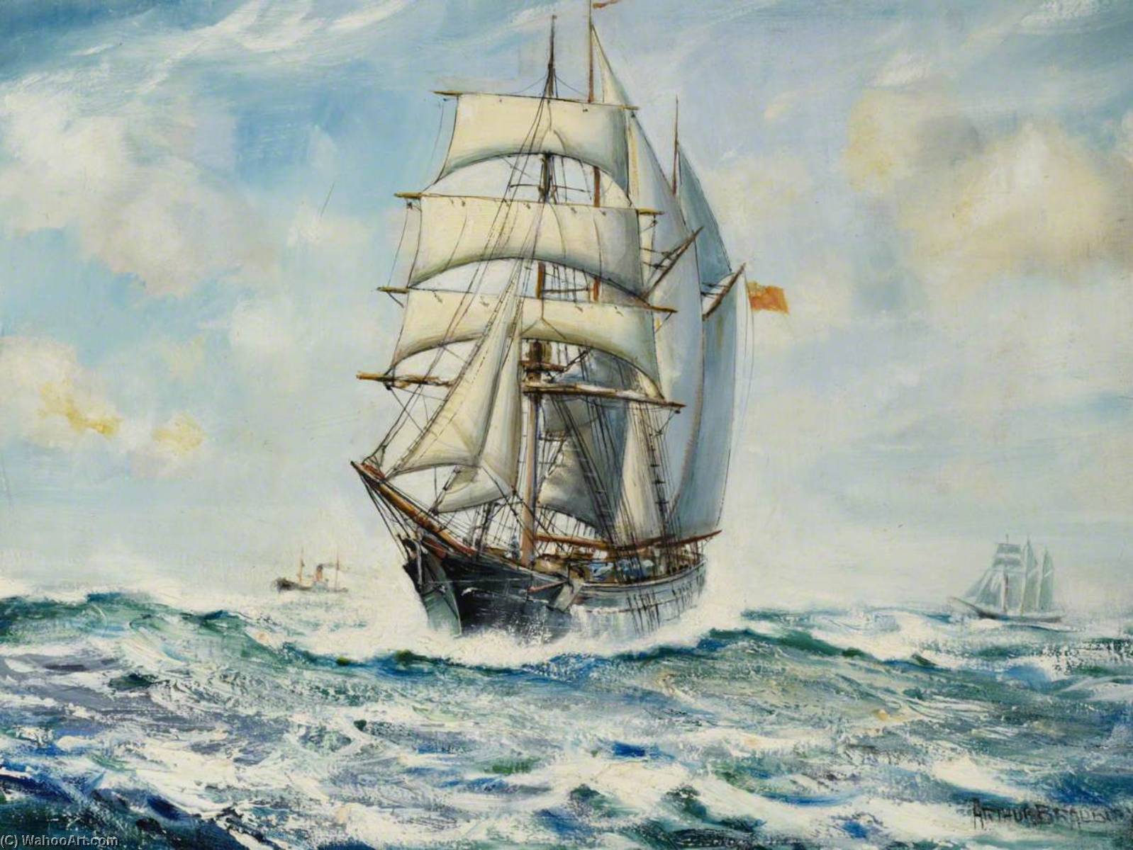 Wikioo.org - The Encyclopedia of Fine Arts - Painting, Artwork by Arthur Royce Bradbury - The Barquentine 'Waterwitch'