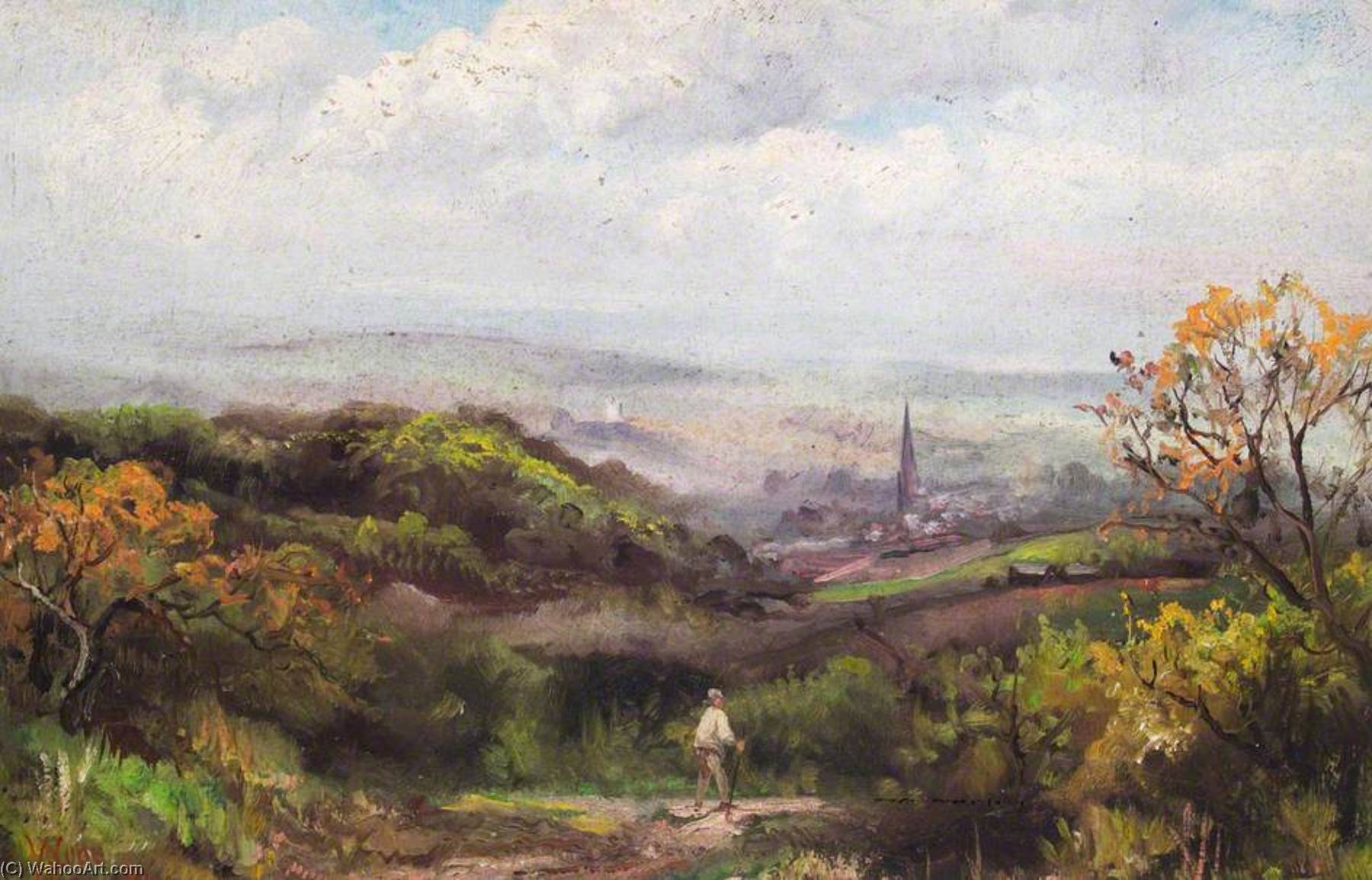 Wikioo.org - The Encyclopedia of Fine Arts - Painting, Artwork by William Henry Hope - From the Fields Leading from Fox Farm to Sanderstead, Croydon, Surrey