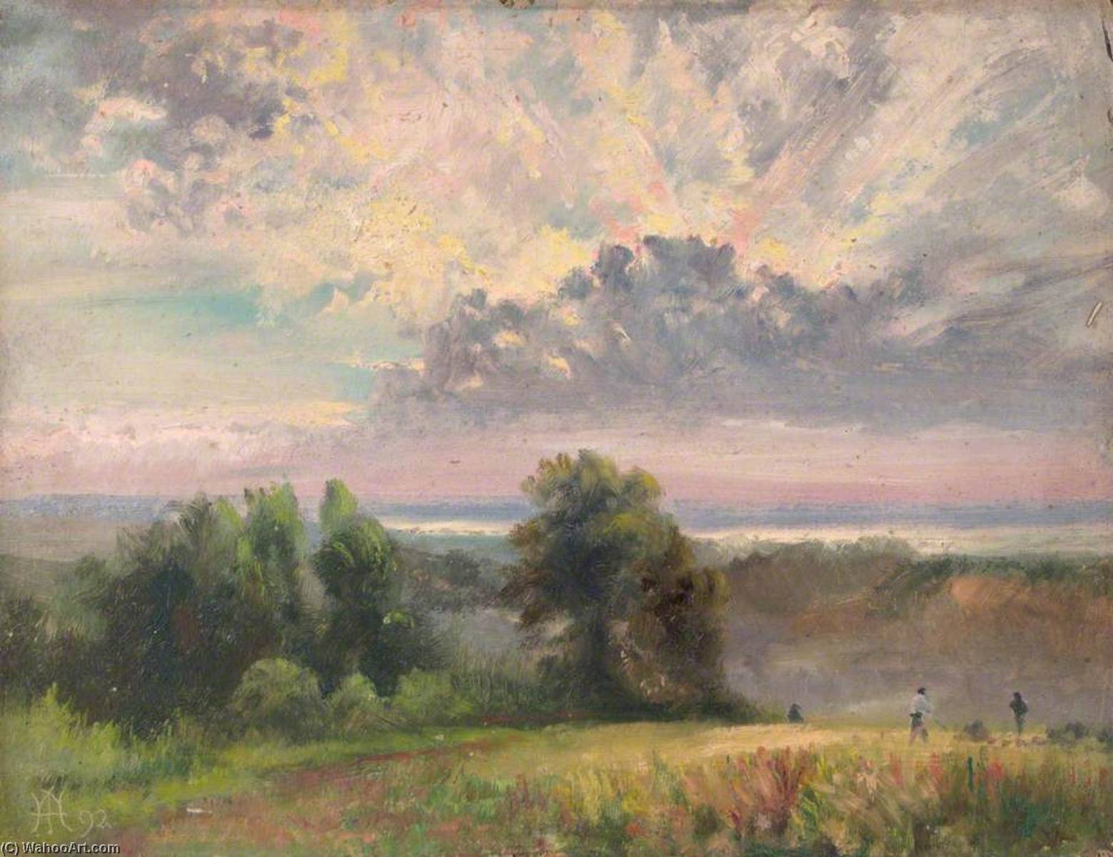 Wikioo.org - The Encyclopedia of Fine Arts - Painting, Artwork by William Henry Hope - From Croham Fields, Croydon, Surrey, Just before the First Thunderstorm, Tuesday 28 June 1892