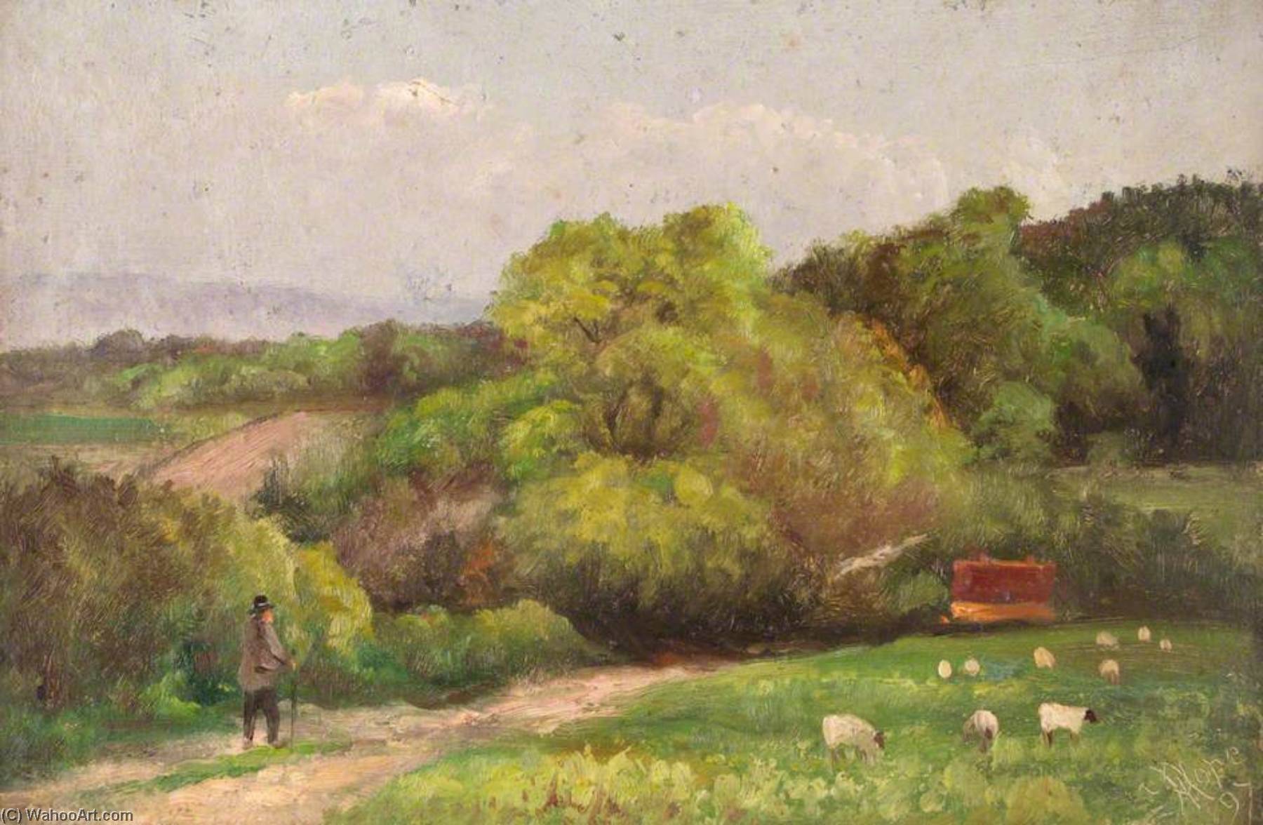 Wikioo.org - The Encyclopedia of Fine Arts - Painting, Artwork by William Henry Hope - From the North Side of Croham Hurst, Surrey, May 1897
