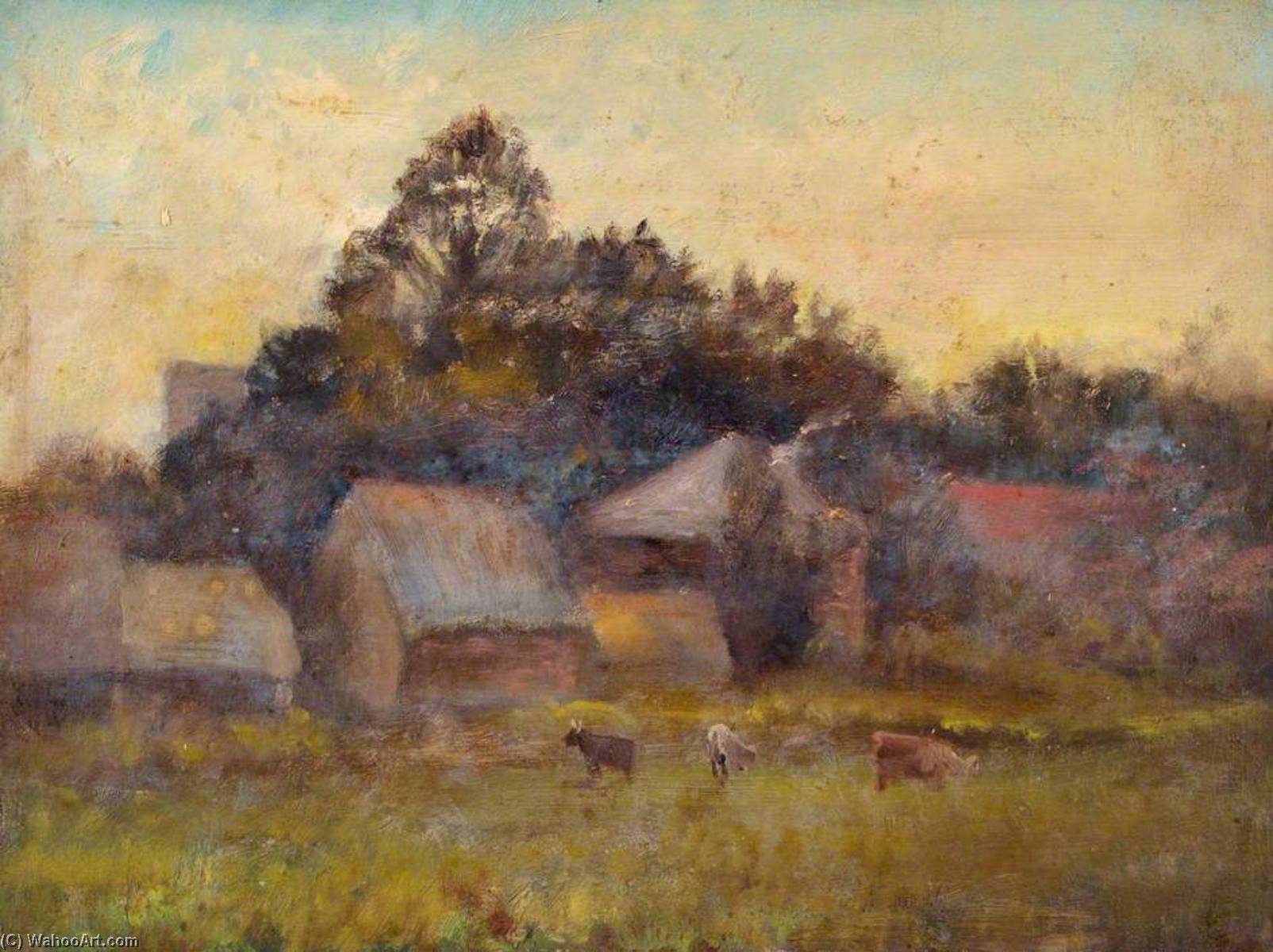 Wikioo.org - The Encyclopedia of Fine Arts - Painting, Artwork by William Henry Hope - Evening at Croham Farm, Croydon, Surrey