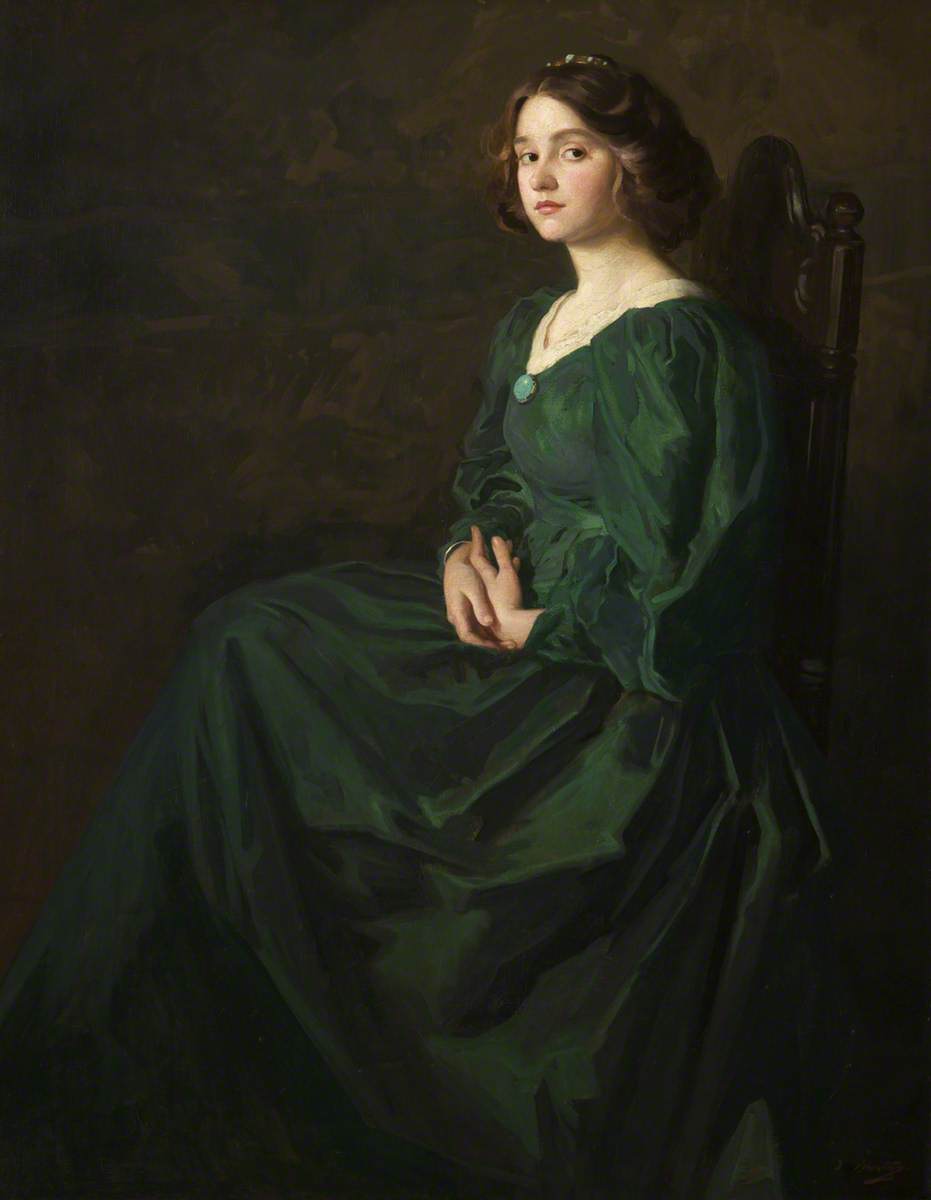 Wikioo.org – L'Encyclopédie des Beaux Arts - Peinture, Oeuvre de Thomas Edwin Mostyn - La robe verte