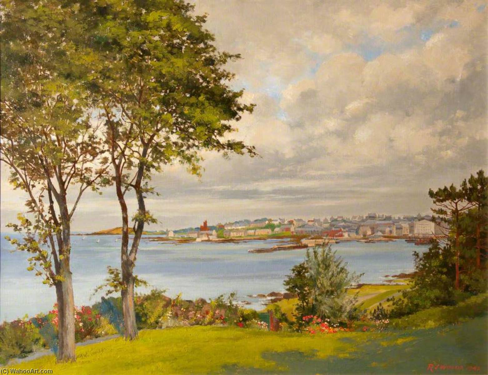 WikiOO.org - Enciclopedia of Fine Arts - Pictura, lucrări de artă Robert John Woods - View of Bangor from Marine Gardens