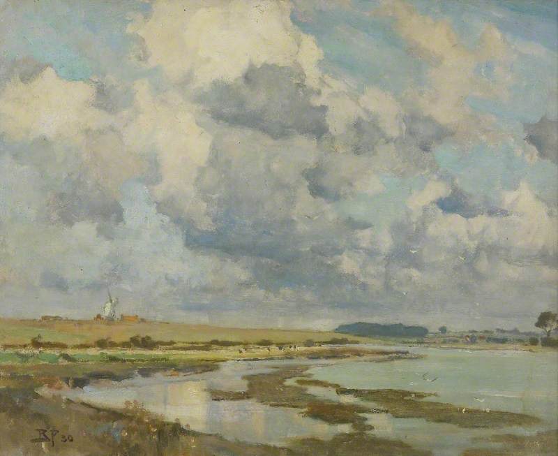 Wikioo.org - The Encyclopedia of Fine Arts - Painting, Artwork by Bertram Priestman - Clouds over the Orwell
