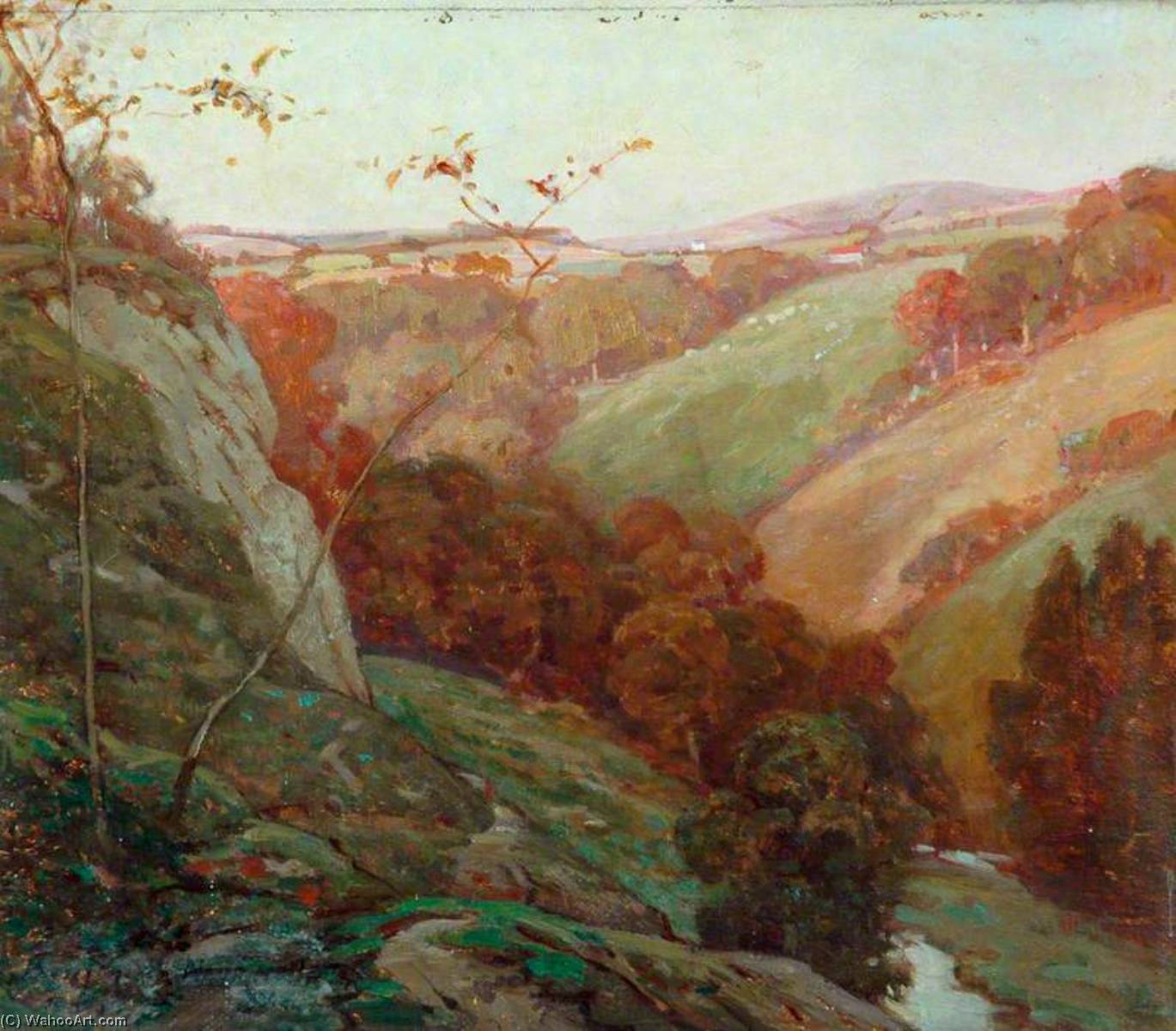 Wikioo.org - The Encyclopedia of Fine Arts - Painting, Artwork by Benjamin Haughton - A Devon Valley