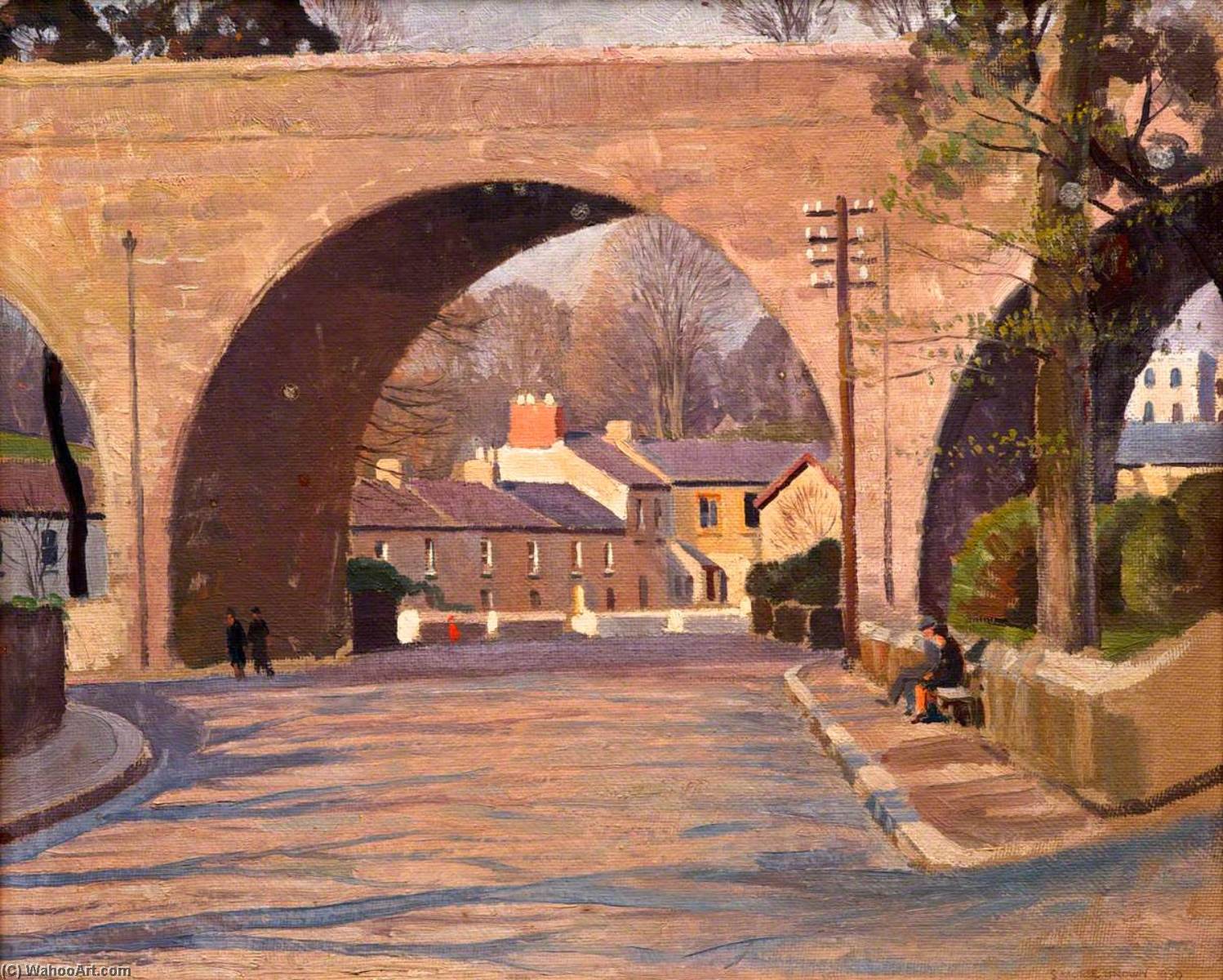 Wikioo.org - The Encyclopedia of Fine Arts - Painting, Artwork by Sam Morse Brown - Viaduct and the Green, Tenby