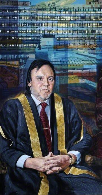 Wikioo.org - The Encyclopedia of Fine Arts - Painting, Artwork by Tom Wood - Richard Gregory, Chairman of the Board of Governors of Sheffield Hallam University (triptych, left wing)