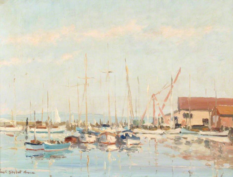 Wikioo.org - The Encyclopedia of Fine Arts - Painting, Artwork by Hugh Boycott Brown - Yachts Moored on the Lymington River