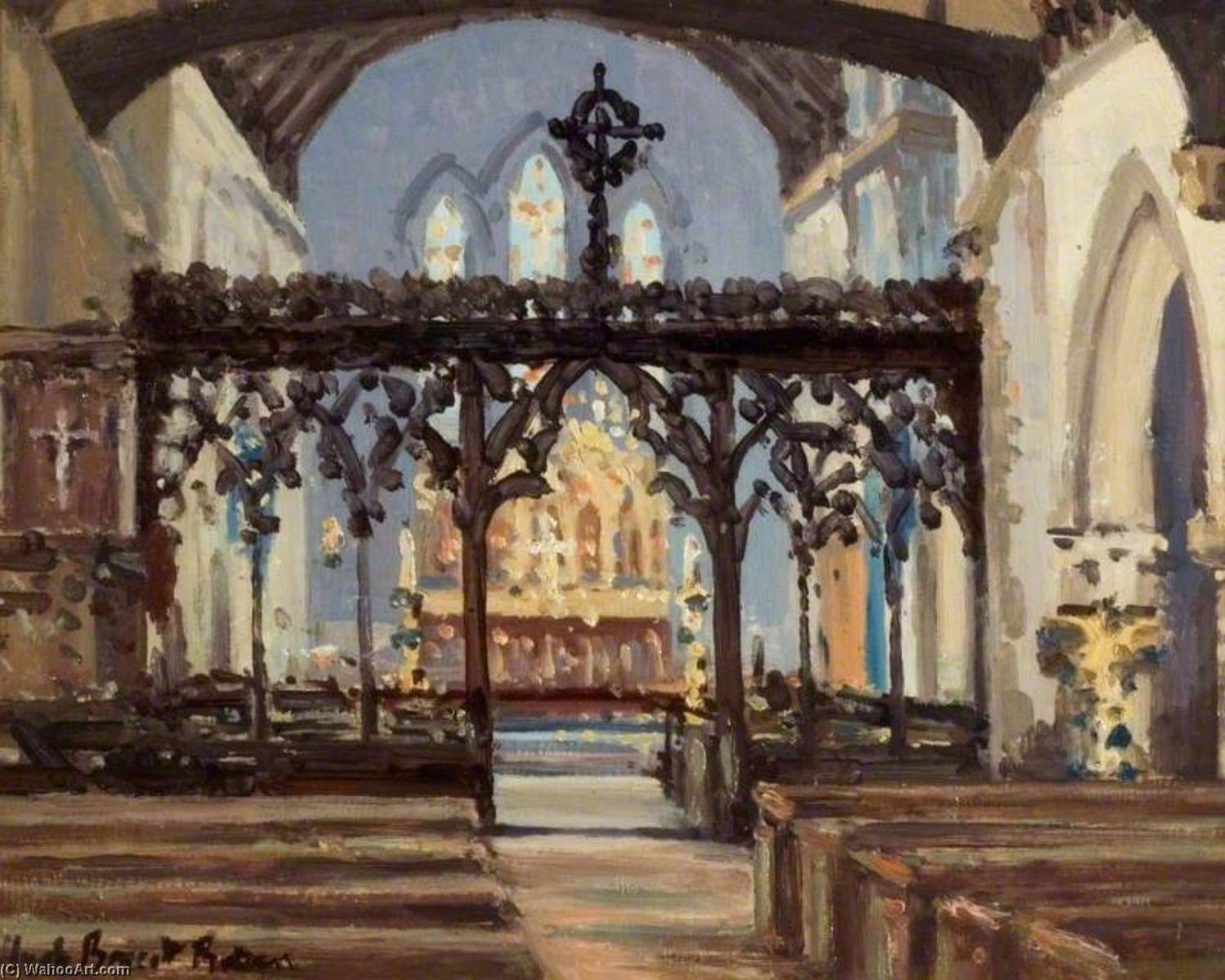 Wikioo.org - The Encyclopedia of Fine Arts - Painting, Artwork by Hugh Boycott Brown - Interior of St James' Church, Bushey