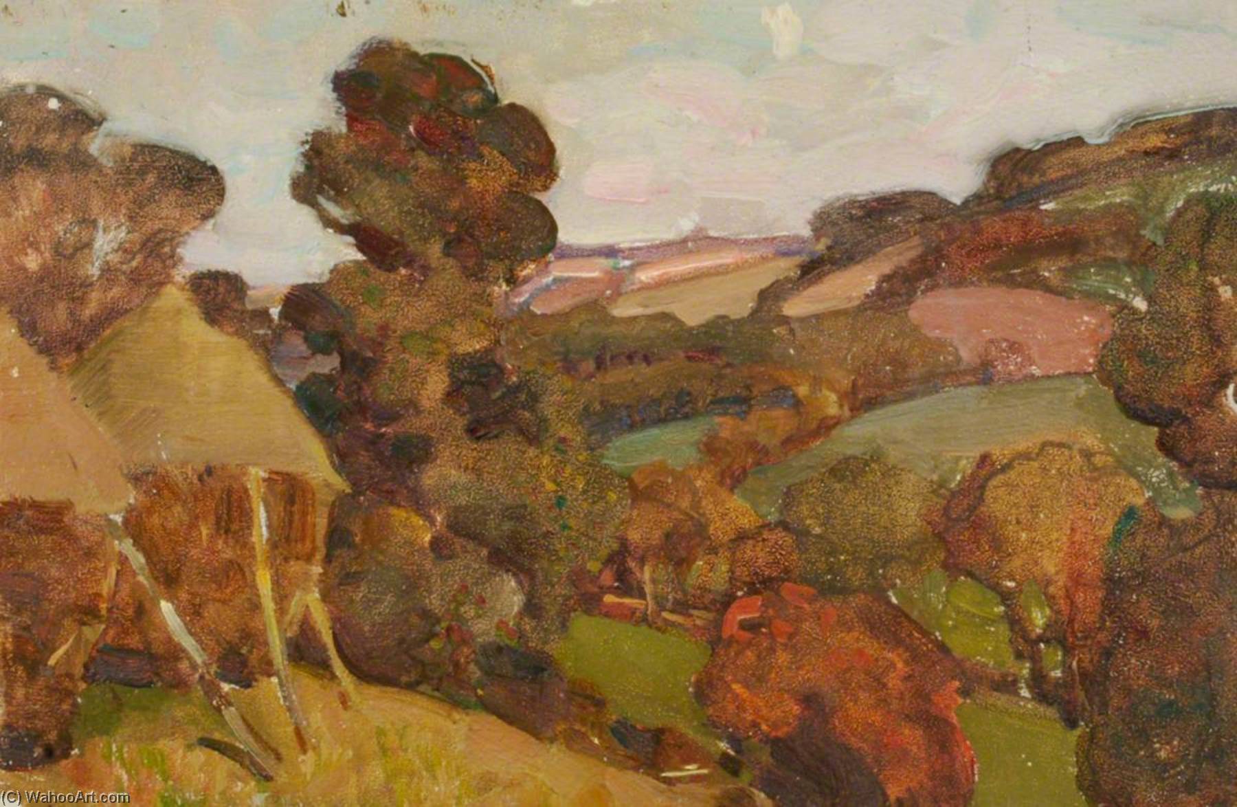Wikioo.org - The Encyclopedia of Fine Arts - Painting, Artwork by Benjamin Haughton - Hilly Countryside