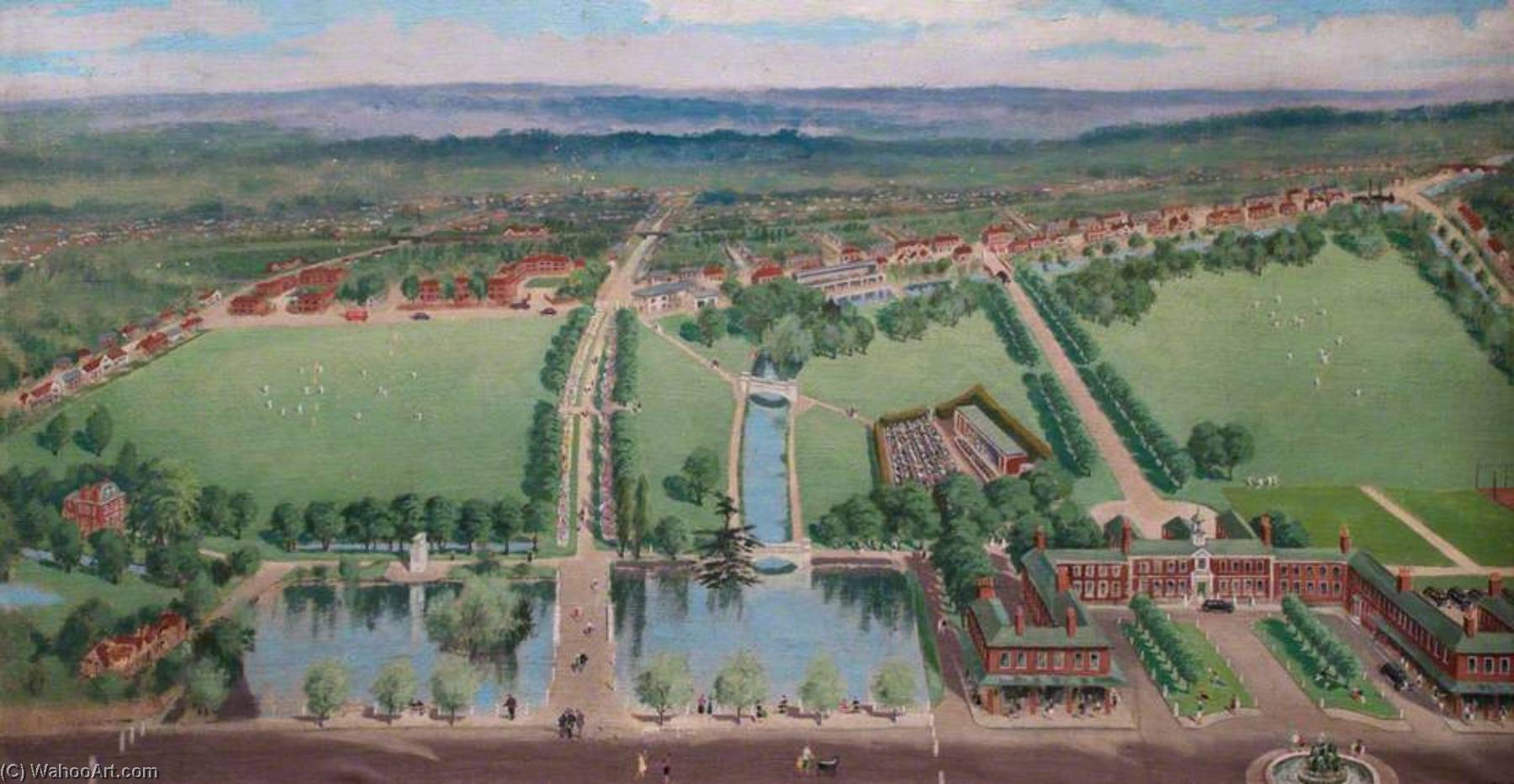 Wikioo.org - The Encyclopedia of Fine Arts - Painting, Artwork by Frank R Dickinson - Scheme for the Re Planning of Carshalton, Surrey (recto)