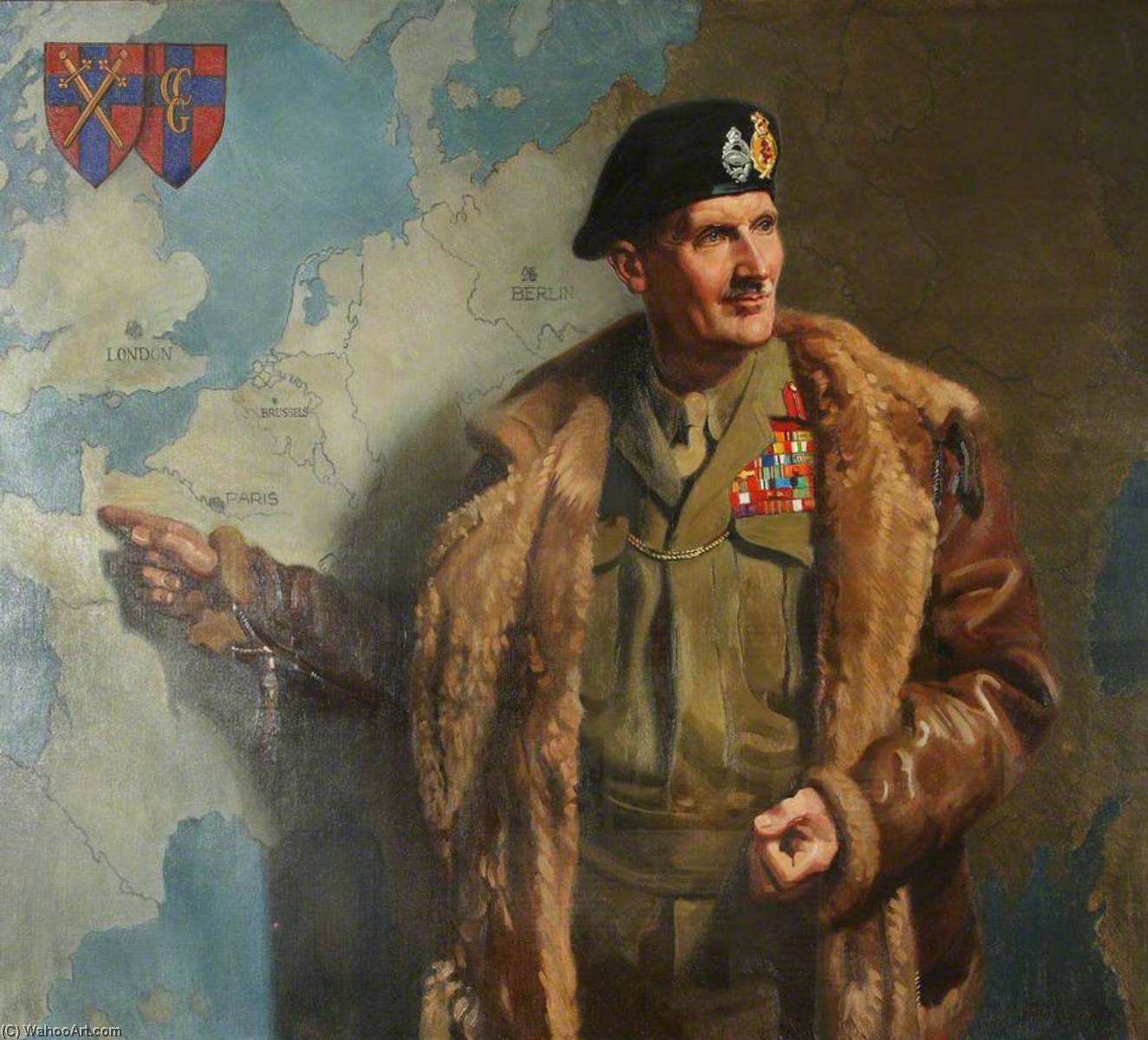 Wikioo.org - The Encyclopedia of Fine Arts - Painting, Artwork by Reginald Henry Lewis - Field Marshal Bernard 'Monty' Montgomery (1887–1976), Commander in Chief, 21st Army Group, Second World War (after Frank O. Salisbury)
