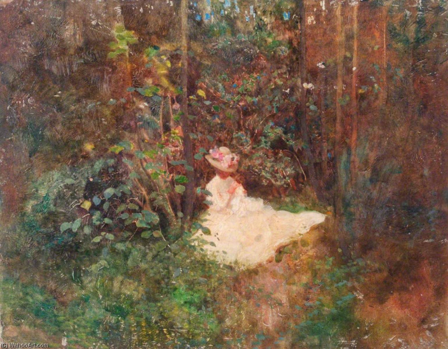 Wikioo.org - The Encyclopedia of Fine Arts - Painting, Artwork by Benjamin Haughton - Woman in a Glade