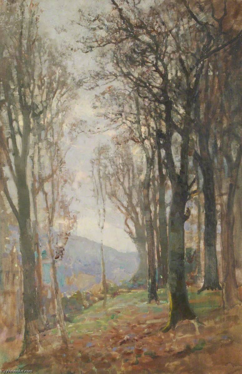 Wikioo.org - The Encyclopedia of Fine Arts - Painting, Artwork by Benjamin Haughton - Woodland with Hills in the Distance