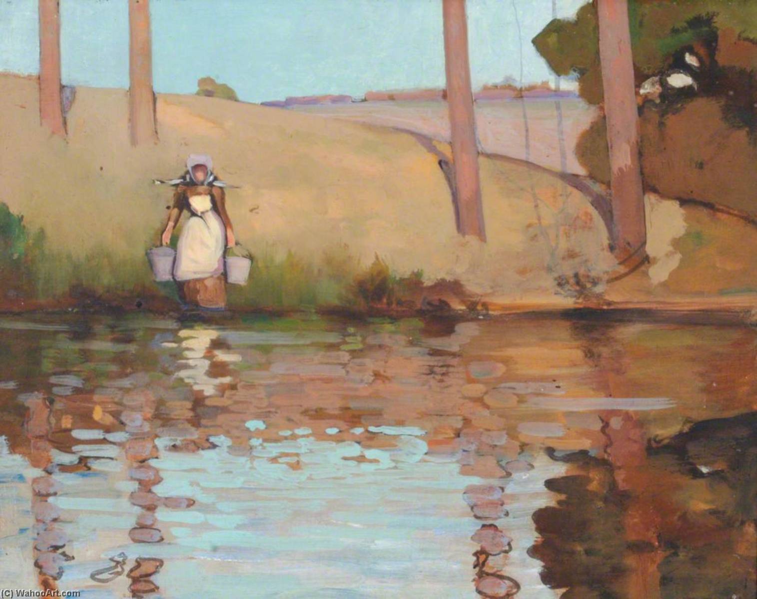 Wikioo.org - The Encyclopedia of Fine Arts - Painting, Artwork by Benjamin Haughton - Collecting Water, Doctor's Pond, Summerhill
