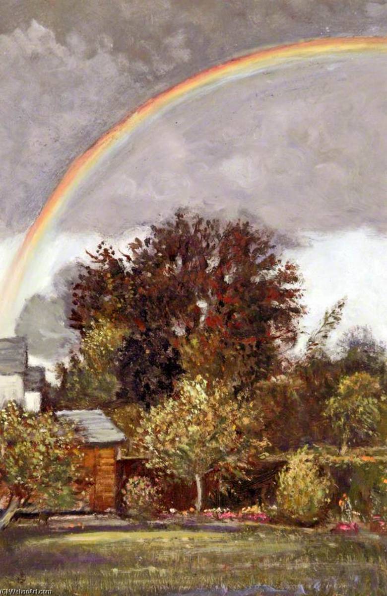 Wikioo.org - The Encyclopedia of Fine Arts - Painting, Artwork by Charles William Oliver - Garden with a Rainbow
