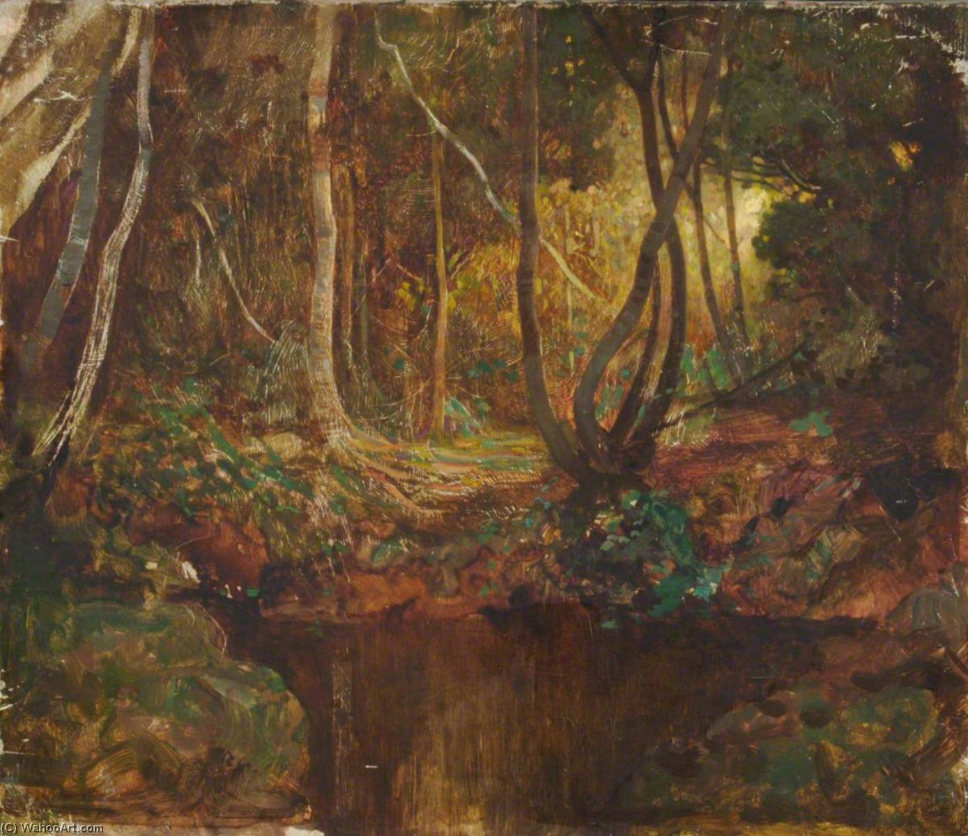 Wikioo.org - The Encyclopedia of Fine Arts - Painting, Artwork by Benjamin Haughton - Pond Deep within Wood