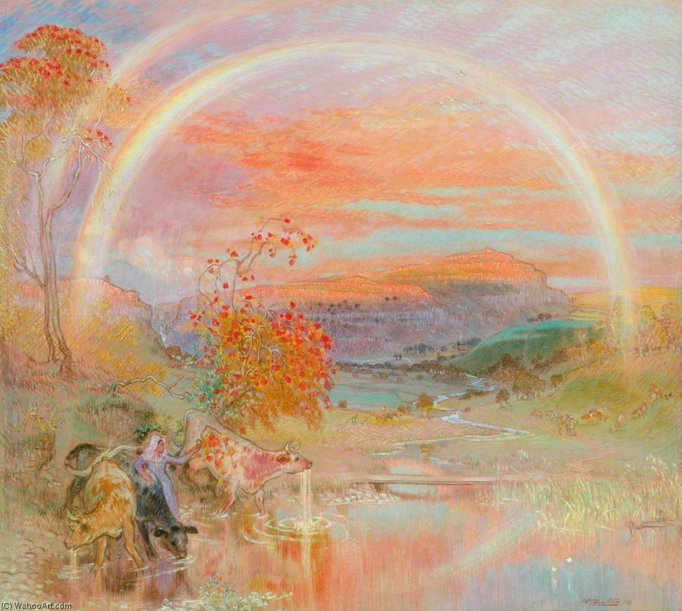 Wikioo.org - The Encyclopedia of Fine Arts - Painting, Artwork by William Shackleton - The Rainbow, Malhamdale