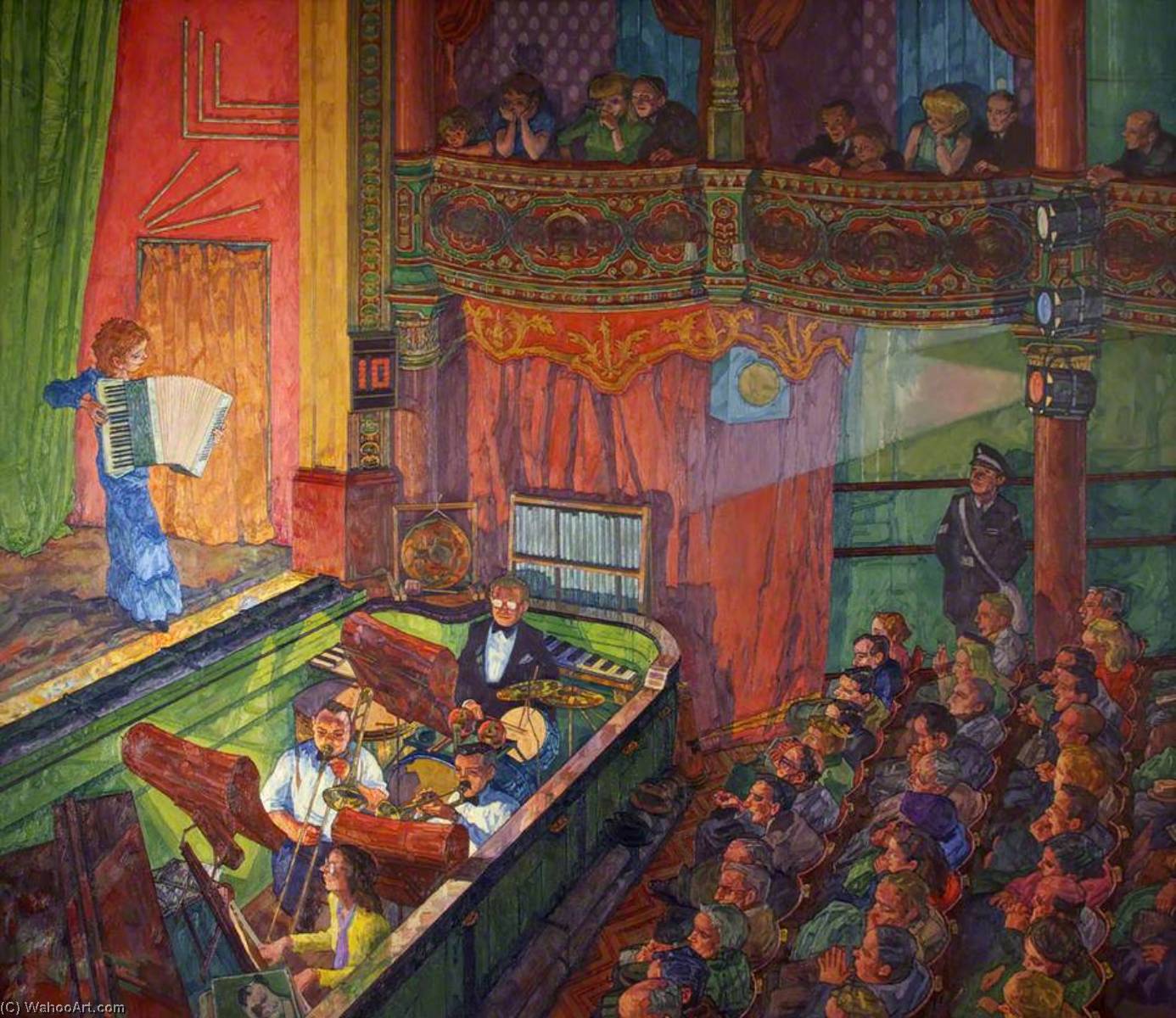 Wikioo.org - The Encyclopedia of Fine Arts - Painting, Artwork by Francis Hewlett - Accordion Player