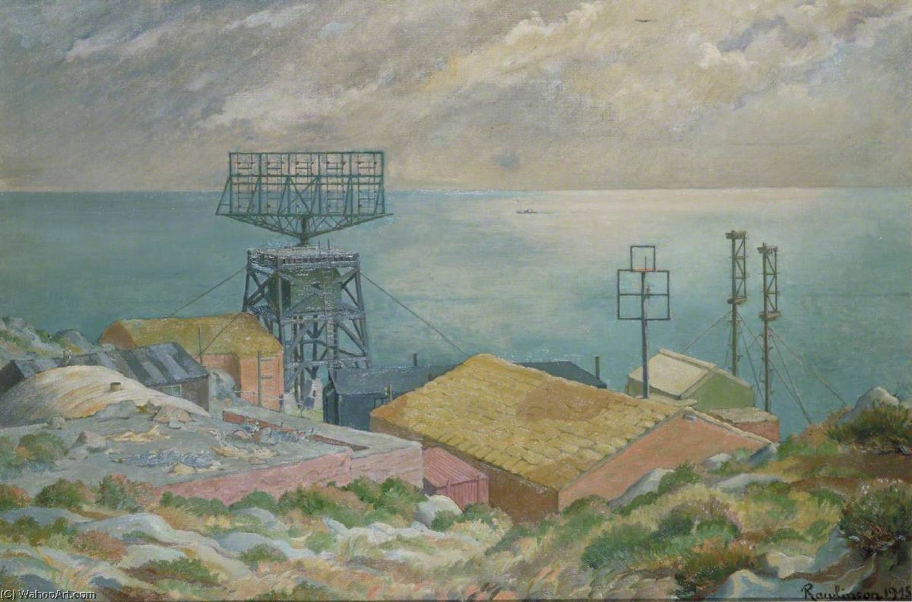 Wikioo.org - The Encyclopedia of Fine Arts - Painting, Artwork by William Thomas Rawlinson - A 'CHL' (Chain Home Low) Radar Station