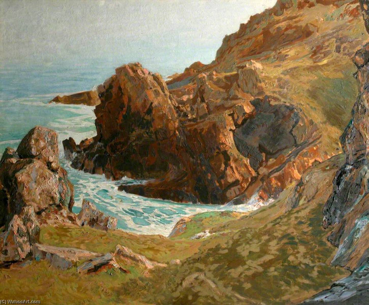 Wikioo.org - The Encyclopedia of Fine Arts - Painting, Artwork by Robert Borlase Smart - Cornish Cliffs, Zennor