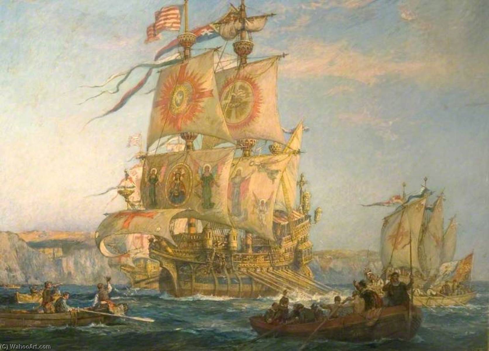 WikiOO.org - Encyclopedia of Fine Arts - Maleri, Artwork Bernard Finnigan Gribble - The Return of the Argosy Galleons