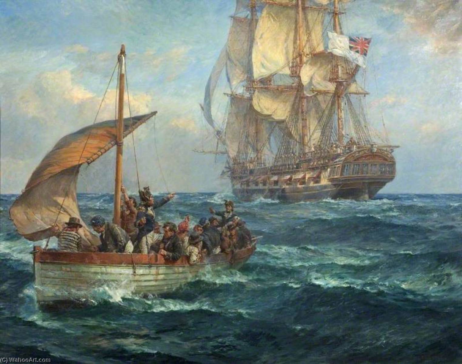 Wikioo.org - The Encyclopedia of Fine Arts - Painting, Artwork by Bernard Finnigan Gribble - The Loyal Men of the 'Bounty'