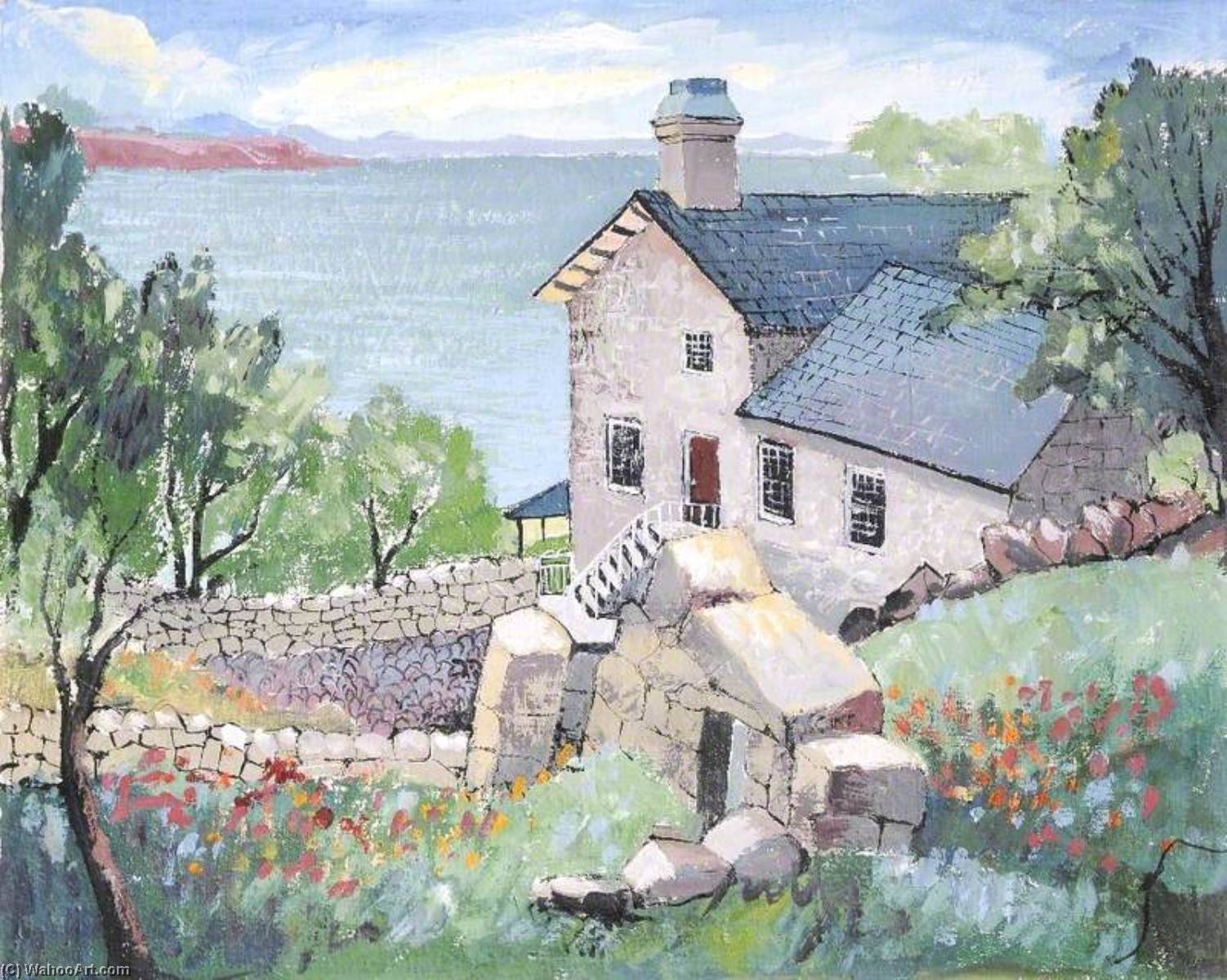 Wikioo.org - The Encyclopedia of Fine Arts - Painting, Artwork by Claude Price - View from above the House, Plas yn Rhiw with Porth Neigwl in the Background