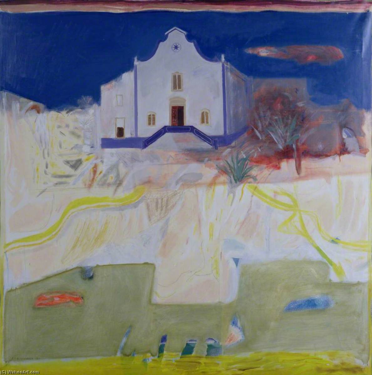 Wikioo.org - The Encyclopedia of Fine Arts - Painting, Artwork by Elizabeth Violet Blackadder - Church at Ericeira