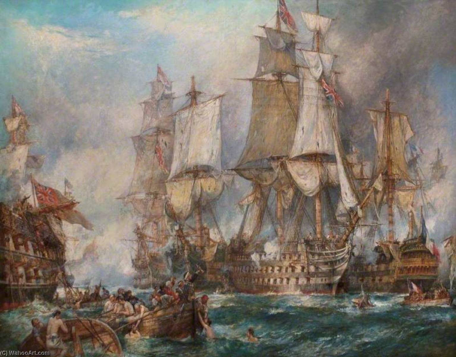 Wikioo.org - The Encyclopedia of Fine Arts - Painting, Artwork by Bernard Finnigan Gribble - The Battle of Trafalgar, 21 October 1805