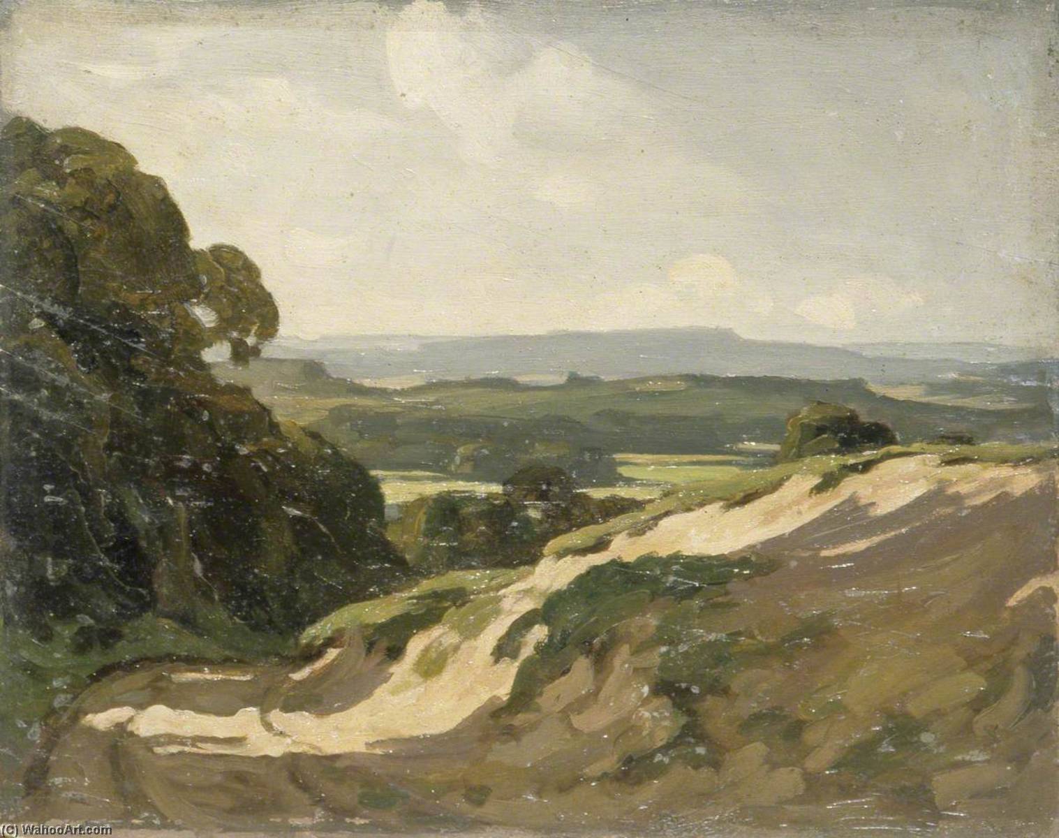 Wikioo.org - The Encyclopedia of Fine Arts - Painting, Artwork by Gunning King - Landscape Looking down into a Valley