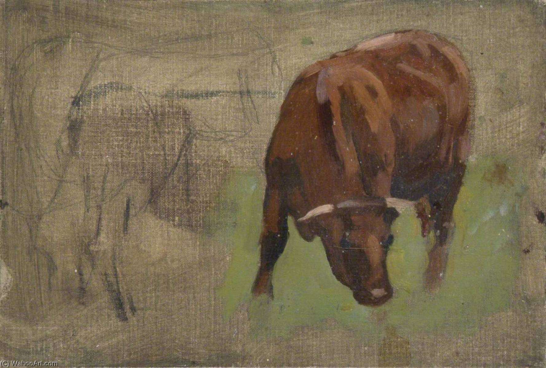 Wikioo.org - The Encyclopedia of Fine Arts - Painting, Artwork by Gunning King - Cow Grazing
