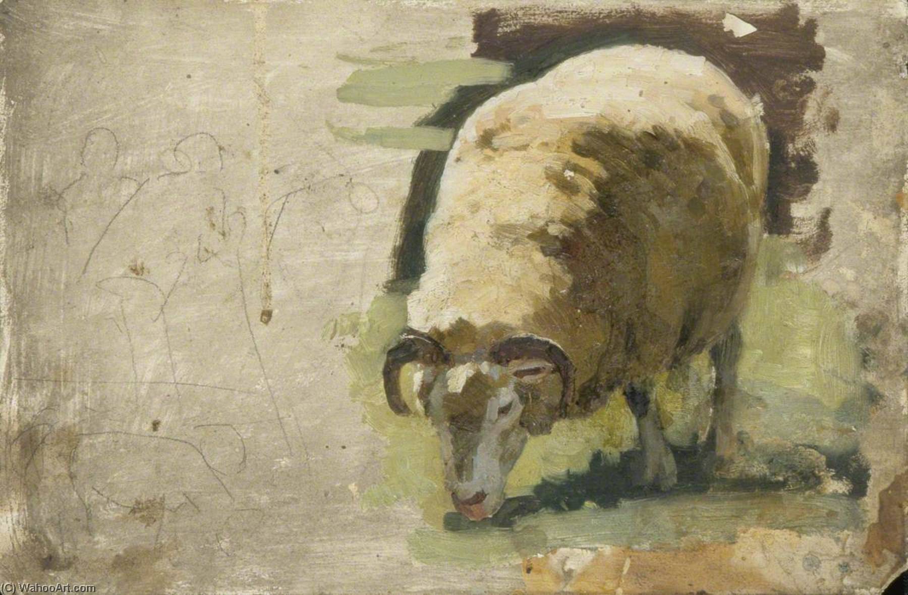 Wikioo.org - The Encyclopedia of Fine Arts - Painting, Artwork by Gunning King - A Sheep Grazing