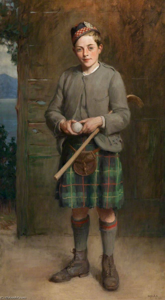 Wikioo.org - The Encyclopedia of Fine Arts - Painting, Artwork by Duncan Macgregor Whyte - The Artist's Son Bunty, The Shinty Boy