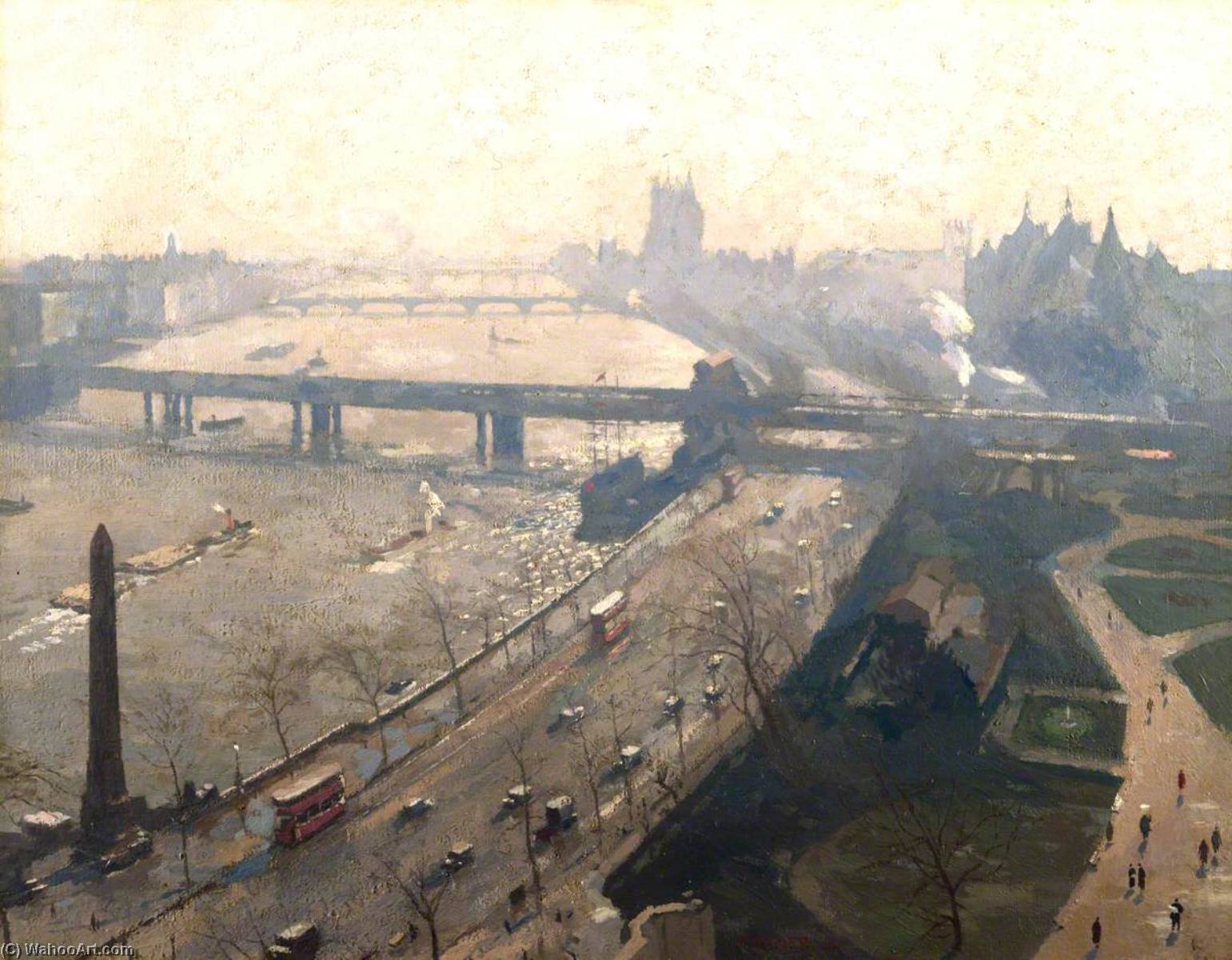 Wikioo.org - The Encyclopedia of Fine Arts - Painting, Artwork by Donald Chisholm Towner - The Embankment, Westminster