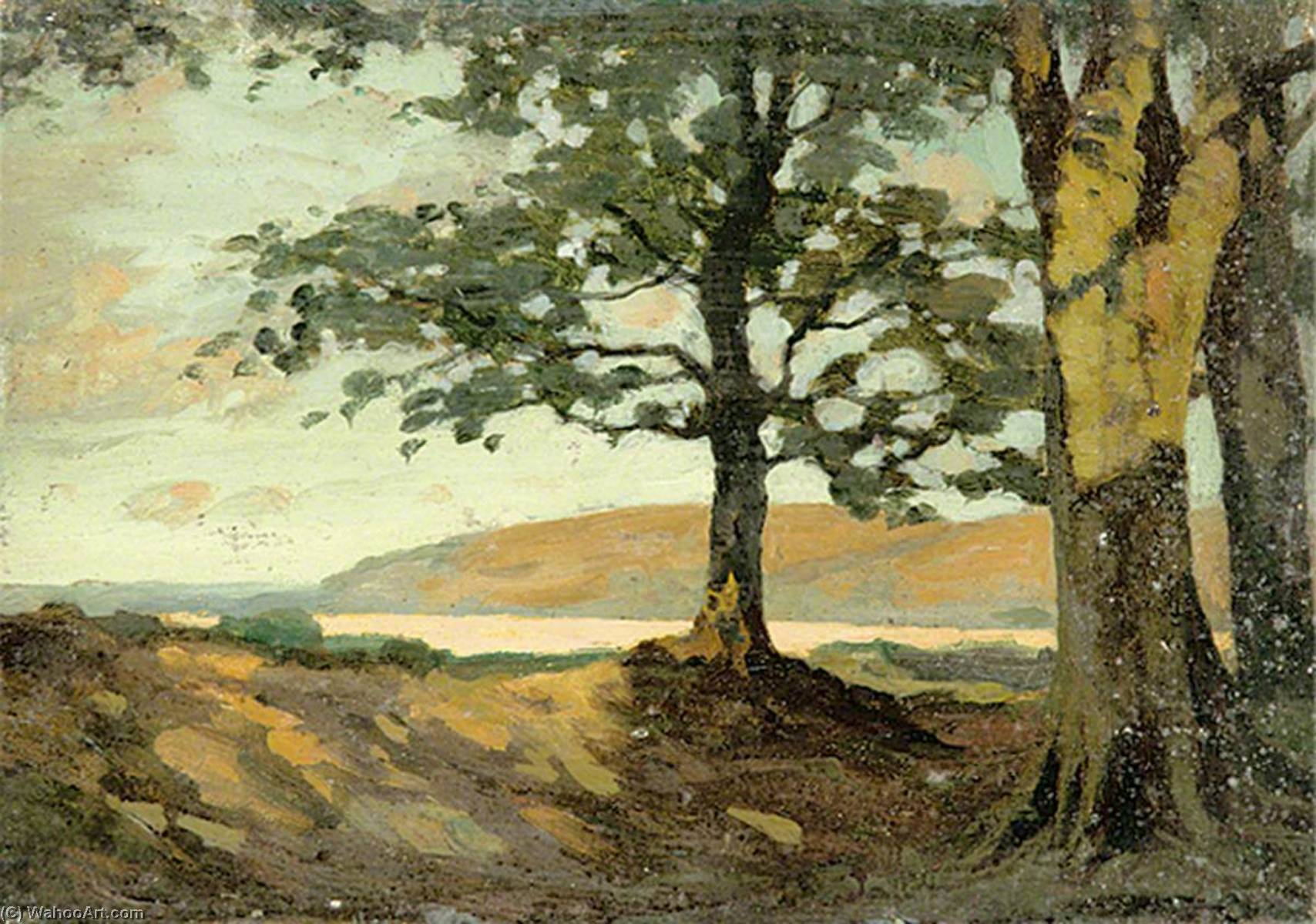Wikioo.org - The Encyclopedia of Fine Arts - Painting, Artwork by Gunning King - Country Scene with Trees