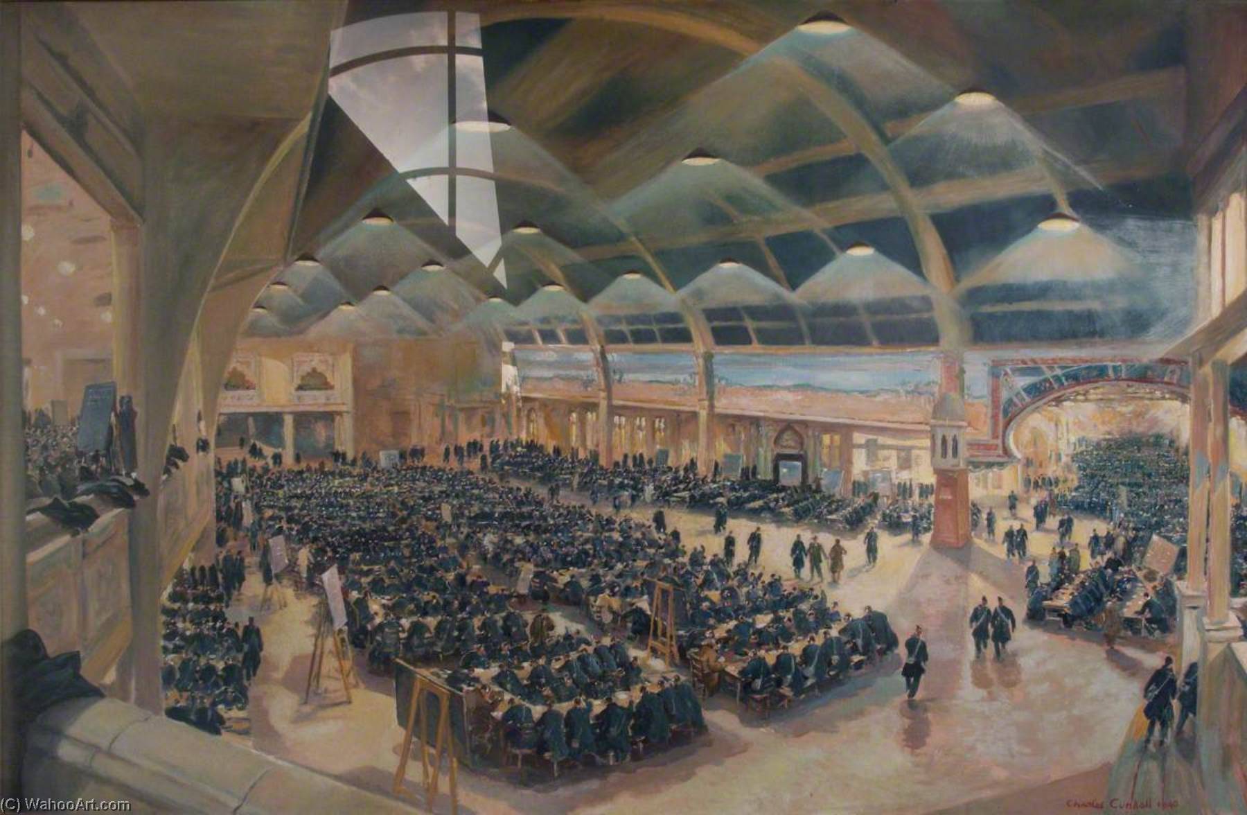 Wikioo.org - The Encyclopedia of Fine Arts - Painting, Artwork by Charles Ernest Cundall - RAF Morse School at Olympia, Blackpool