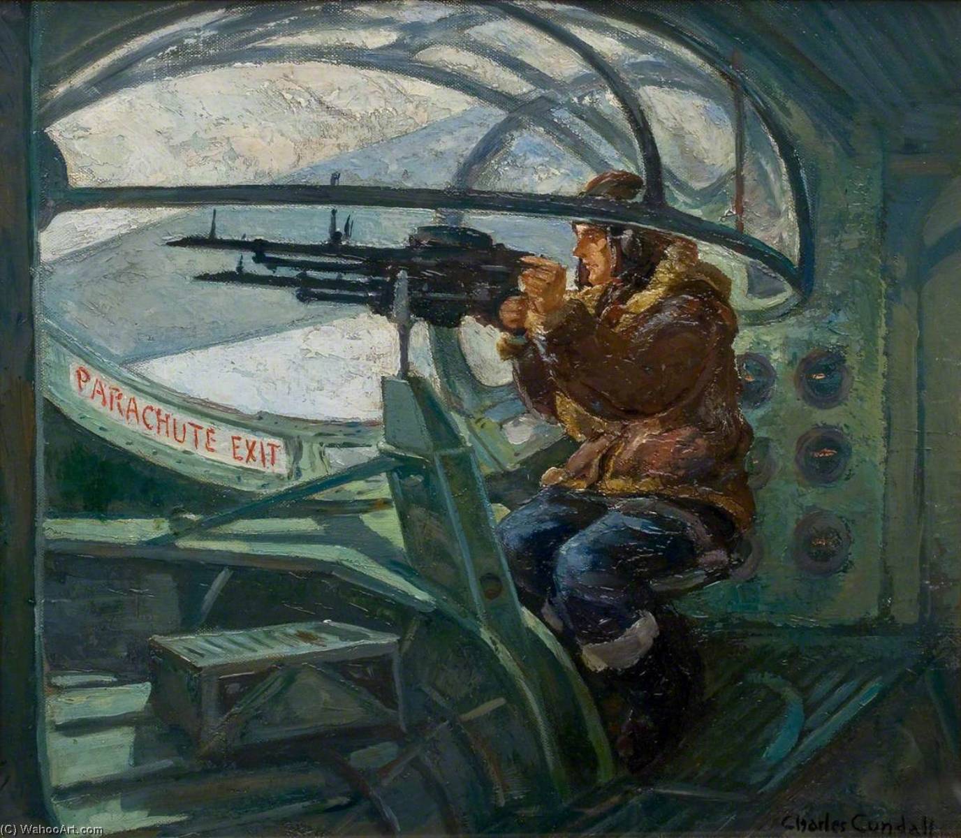 Wikioo.org - The Encyclopedia of Fine Arts - Painting, Artwork by Charles Ernest Cundall - Catalina Air Gunner