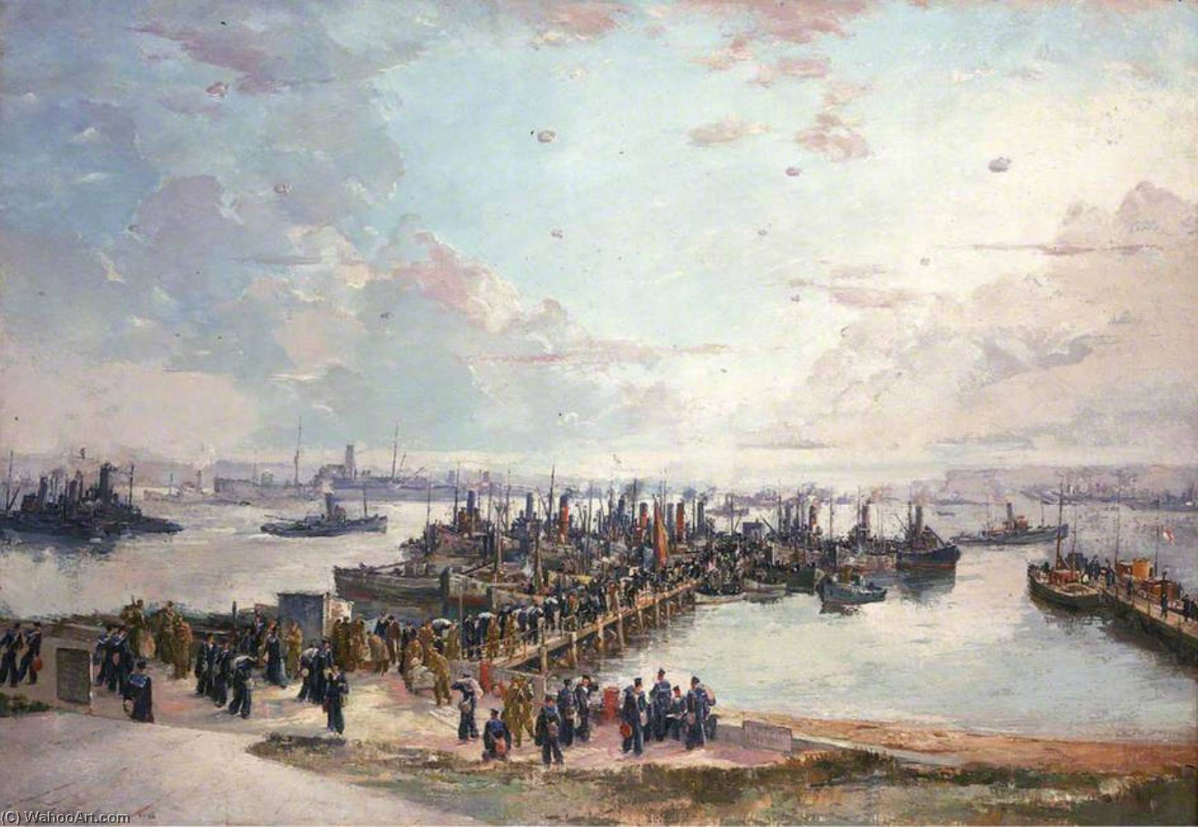 Wikioo.org - The Encyclopedia of Fine Arts - Painting, Artwork by Charles Ernest Cundall - Libertymen at Lyness