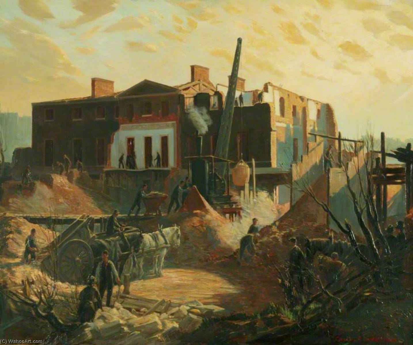 WikiOO.org - Encyclopedia of Fine Arts - Festés, Grafika Charles Ernest Cundall - The Demolition of Devonshire House