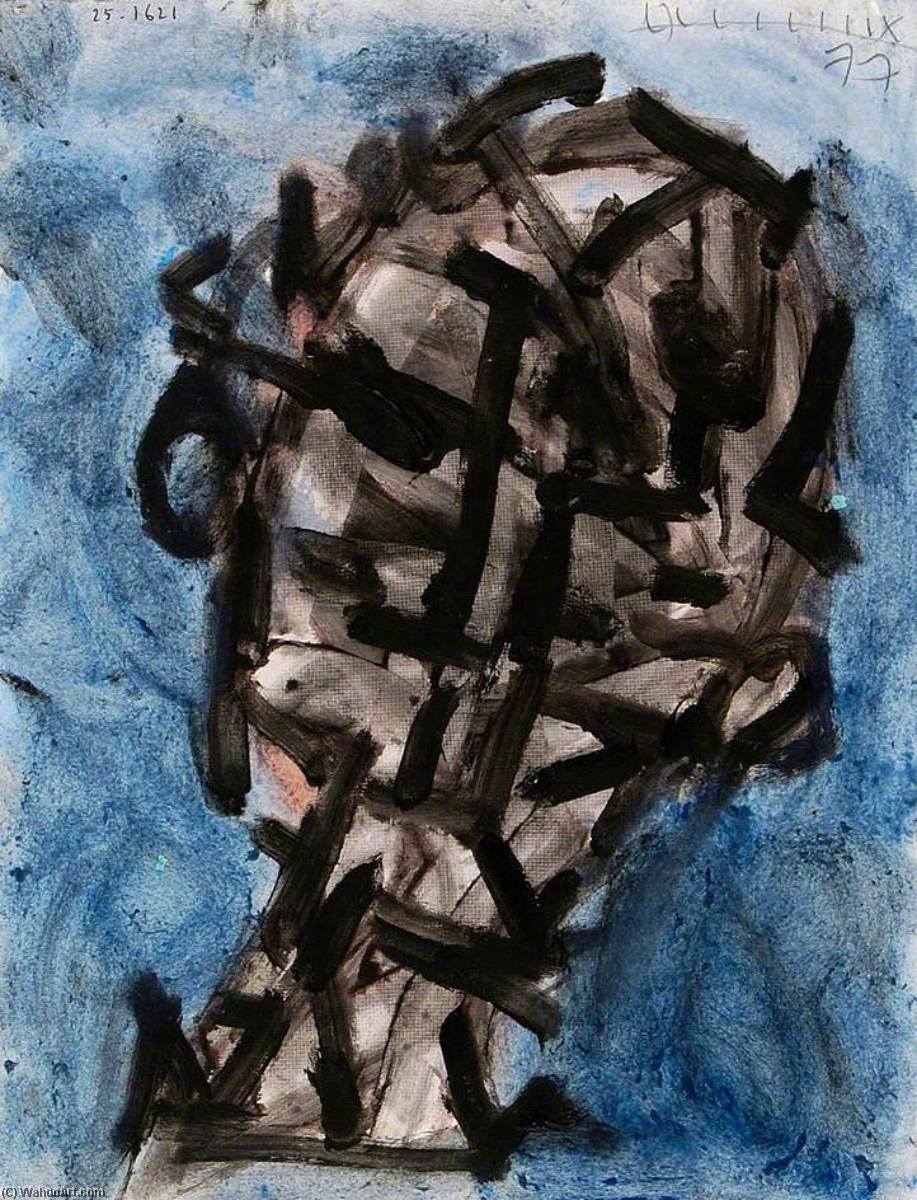Wikioo.org - The Encyclopedia of Fine Arts - Painting, Artwork by Roy Turner Durrant - Head, Black on Blue